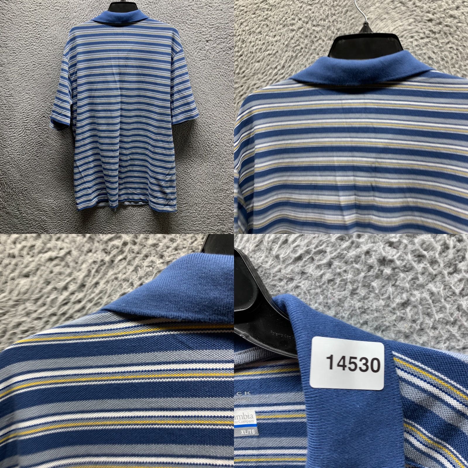 Vintage Columbia Polo Shirt Adult XL Blue White Striped Omni Shade Mens Size US XL / EU 56 / 4 - 9 Thumbnail