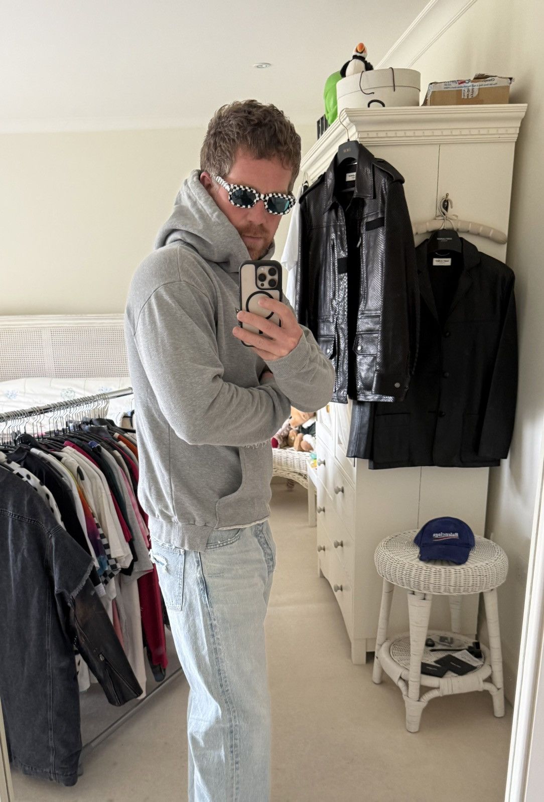 Celine SS21 Celine Dancing Kid Hedi studded logo hoodie gray Hedi Size US L / EU 52-54 / 3 - 5 Thumbnail