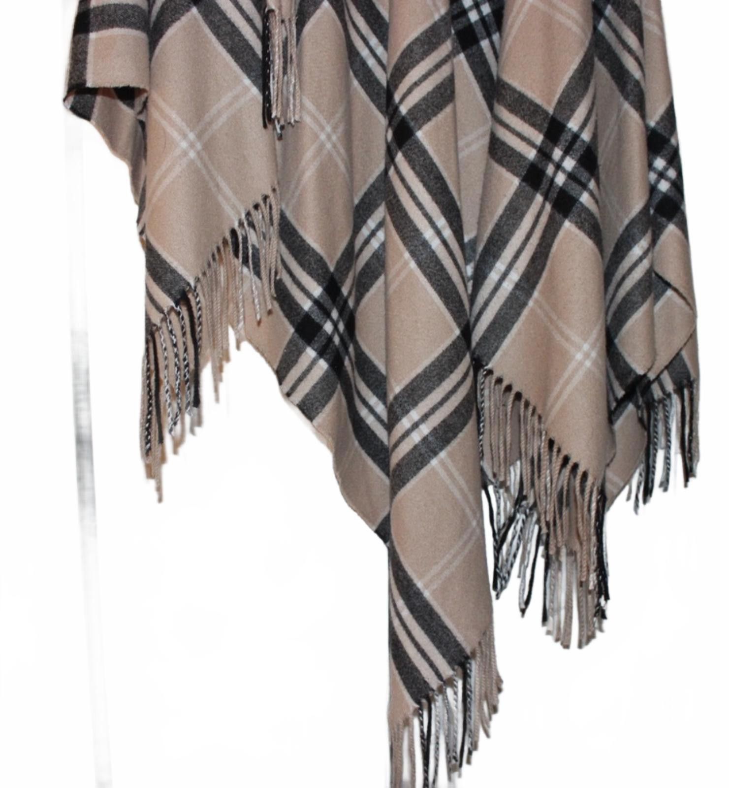 Other Adrienne Vittadini Plaid Fringe Poncho Wrap Sweater One Sz Size ONE SIZE - 2 Thumbnail