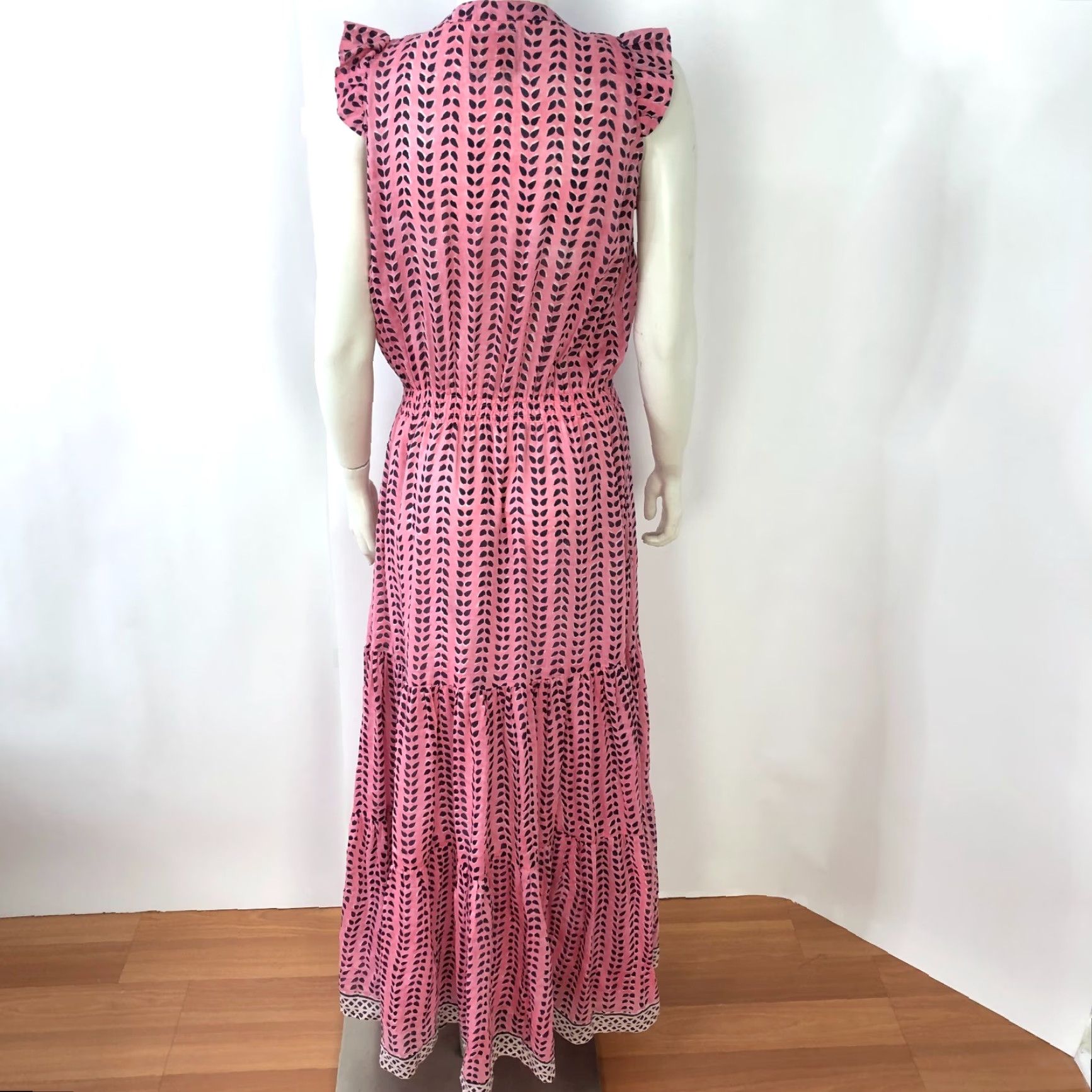 Bell Bell Maxi Dress Pink Cotton Silk A-Line Sleeveless V-Neck 58" Long Regular S Womens Bell Vintage: No Size S / US 4 / IT 40 - 4 Thumbnail