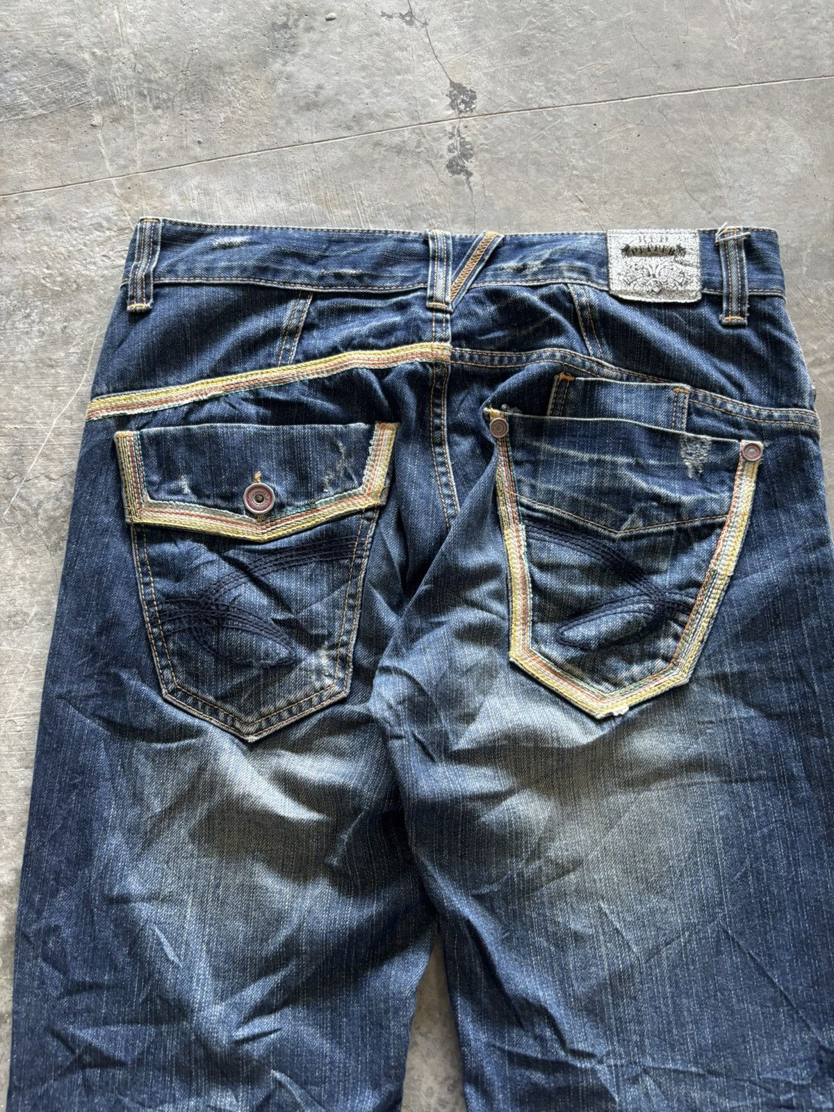 If Six Was Nine SICK FLARE RED PEPPER JEANS DISTRESSED JAPANESE PUNK GOTH Size US 31 - 17 Thumbnail