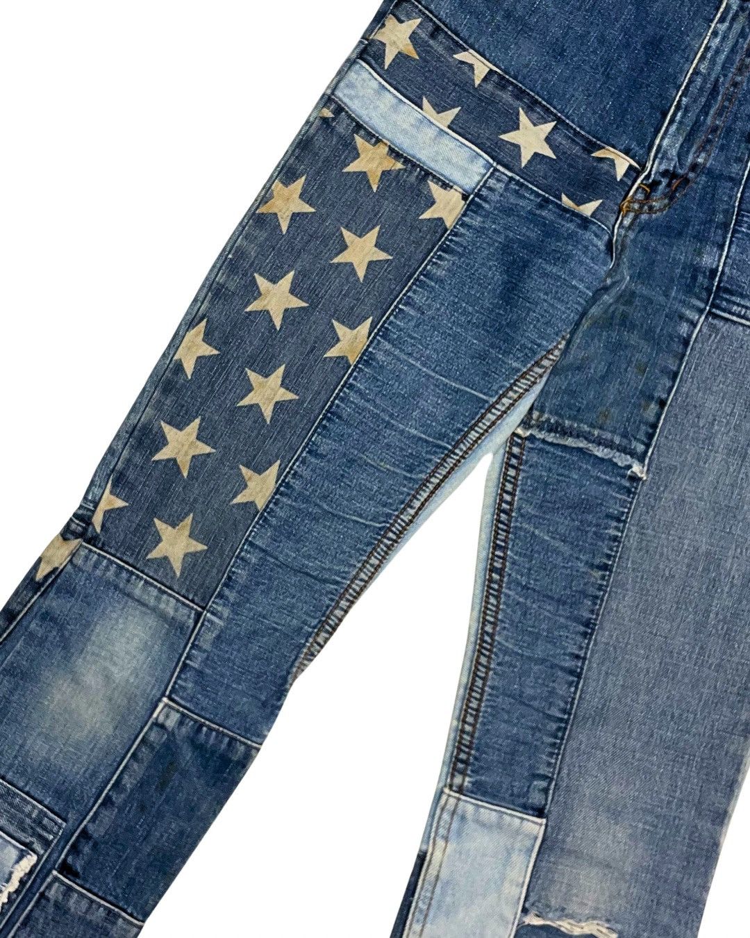 Angel Blue Angel Blue Multi-Tone Denim Star Patchwork Flare Jeans Size 26" / US 2 / IT 38 - 6 Thumbnail