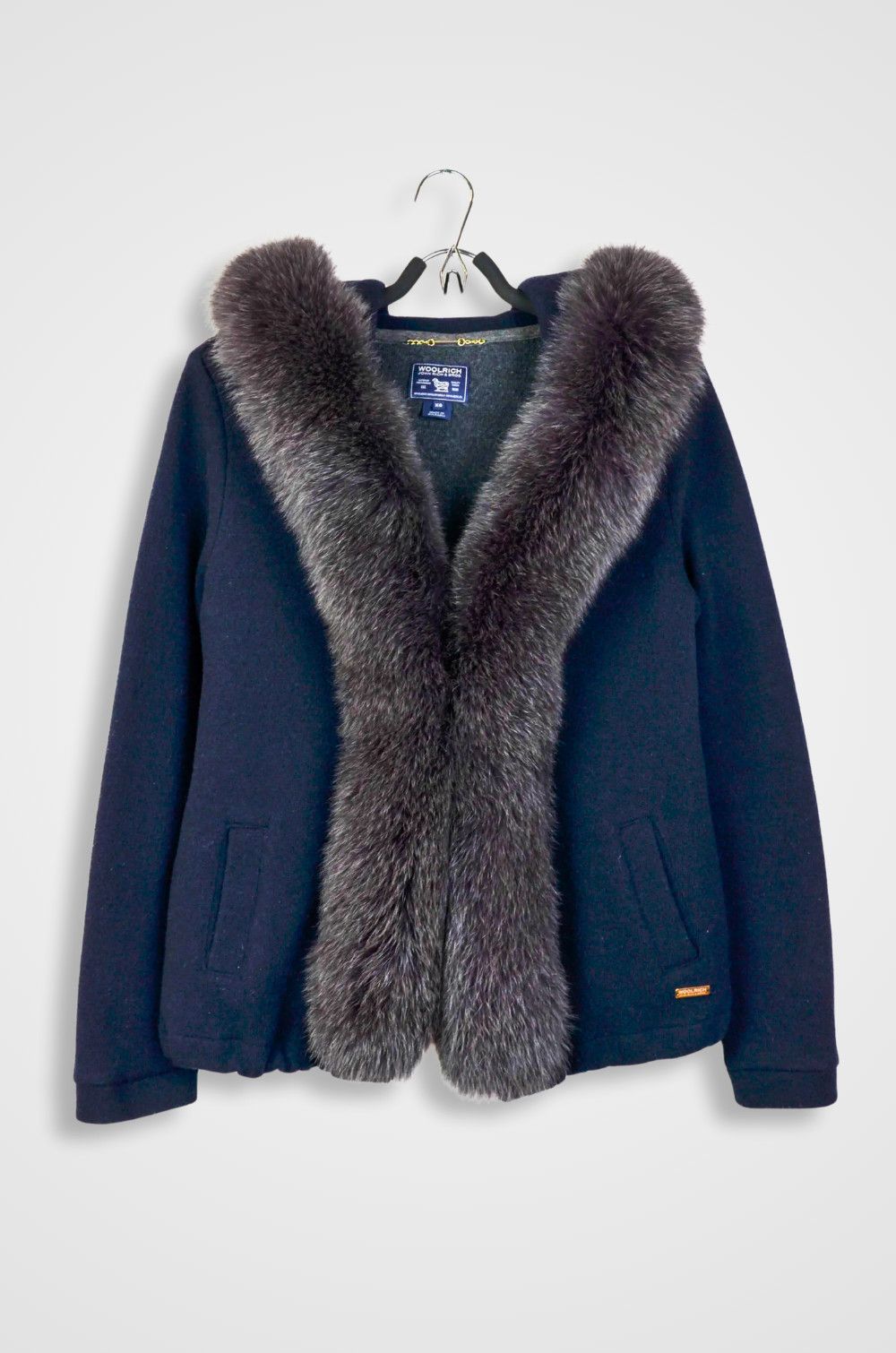 Woolrich Woolen Mills Woolrich Wool Hooded Jacket with Real Fur Trim – Navy XS Size XS / US 0-2 / IT 36-38 - 1 Thumbnail