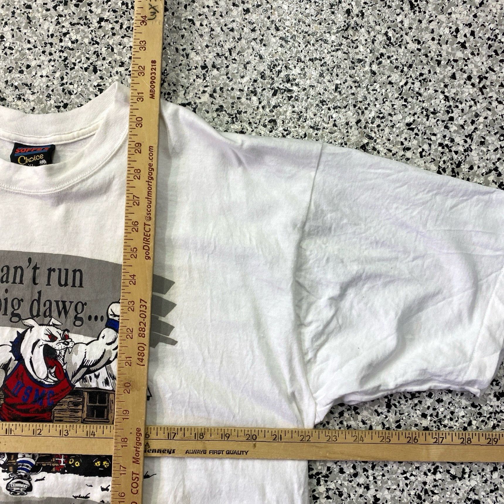 Soffe VINTAGE Soffee USMC Shirt Men’s XL Single Stitch Crew Neck Short Sleeve White 90s Grunge Marines Big Dawg Mens Size US XL / EU 56 / 4 - 5 Thumbnail