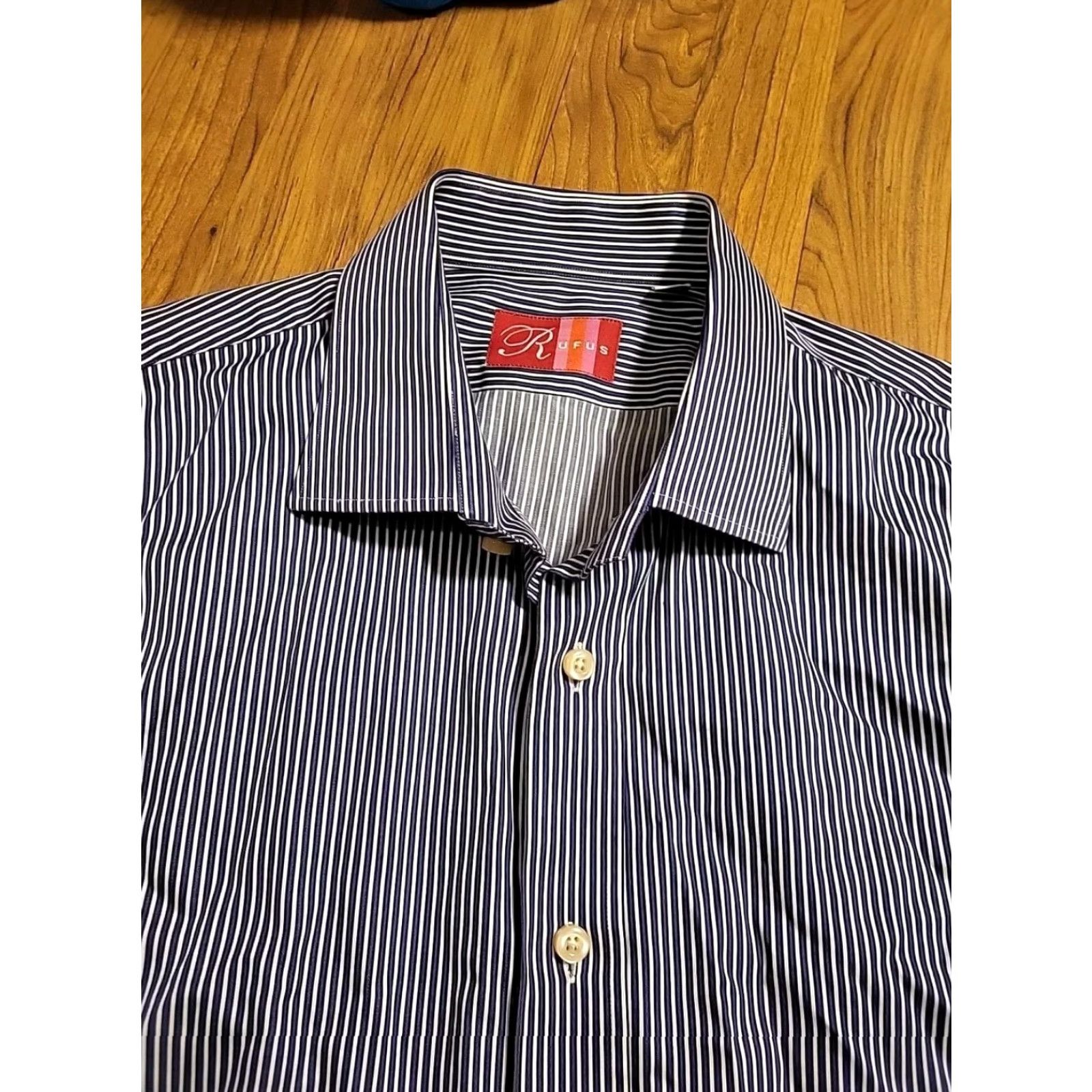 J Brand Rufus Pinstriped Button-Up Shirt LS Flip Cuff 2XL Mens Blue White Multicolor Pinstripe Button-Up Shirt Men Size US XXL / EU 58 / 5 - 5 Thumbnail