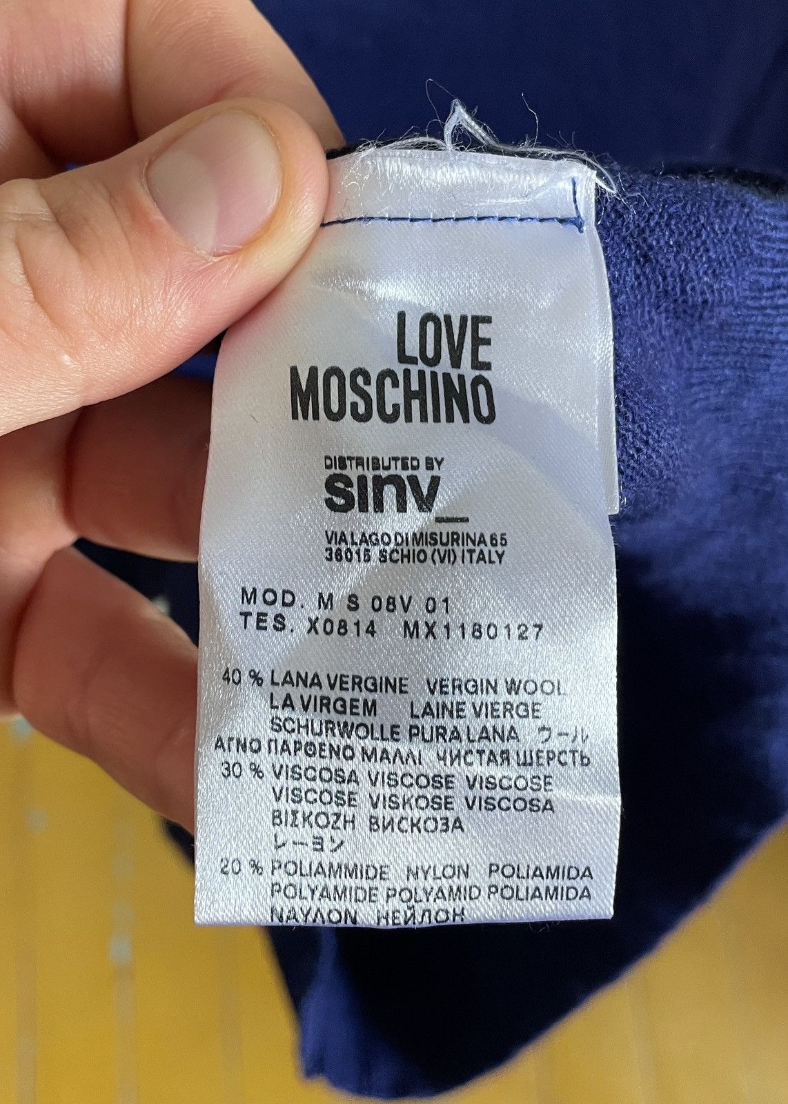 Moschino Love Moschino Men’s Blue Wool Cashmere Sweater Size US S / EU 44-46 / 1 - 11 Thumbnail