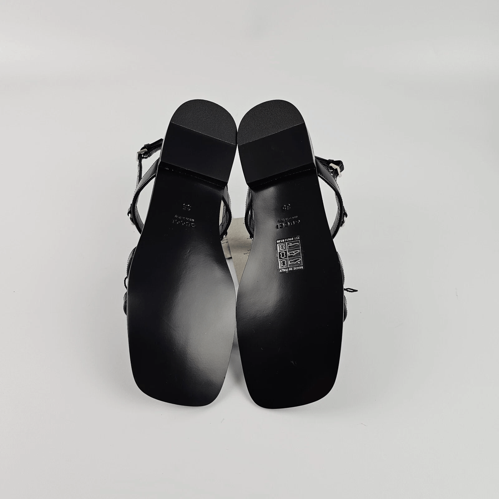 Gucci GUCCI Horsebit Black Leather Flat Sandals New Size US 5 / IT 35 - 2 Thumbnail