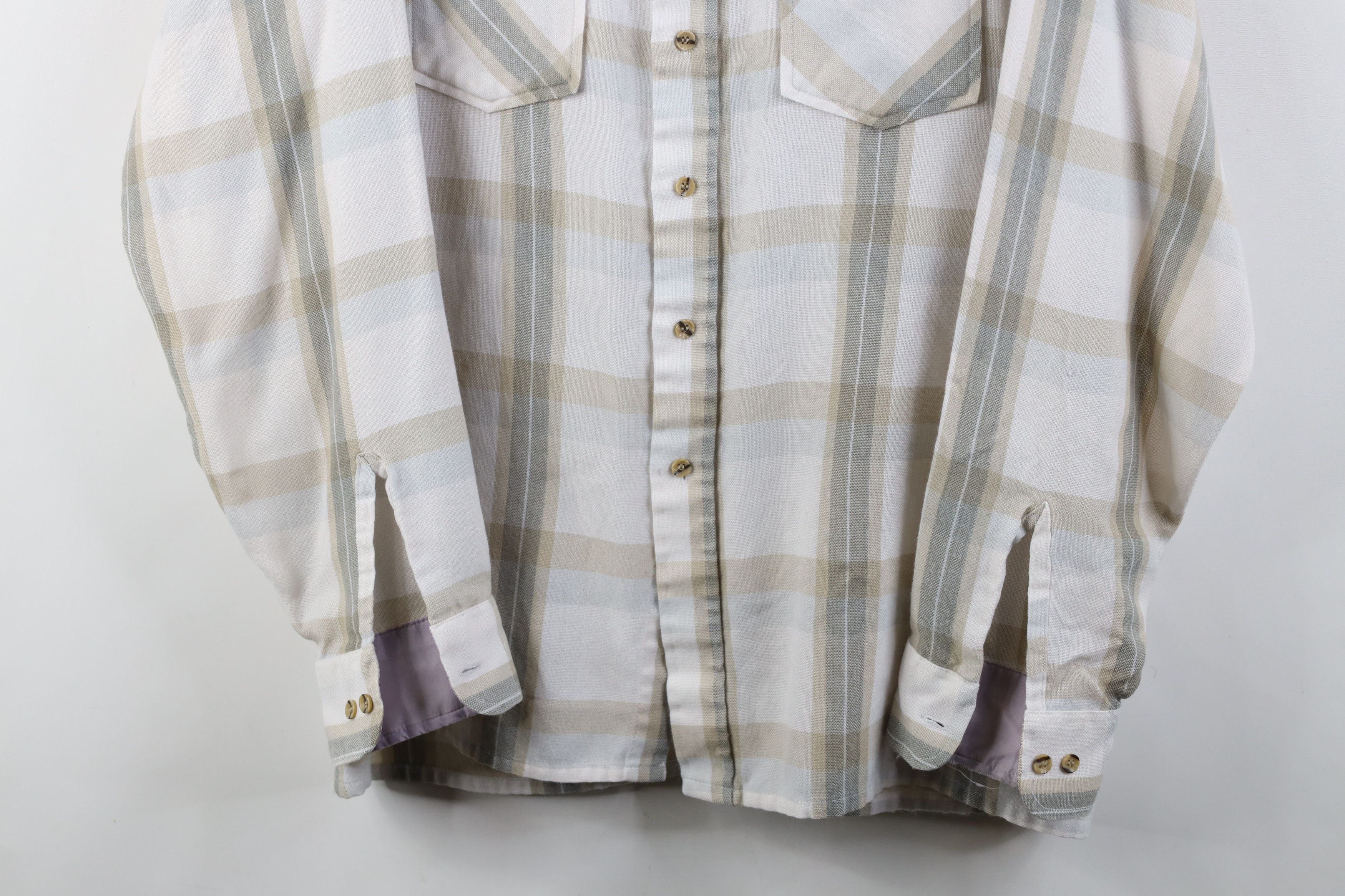 Vintage Vintage 70s Streetwear Pocket Collared Button Shirt Plaid Size US L / EU 52-54 / 3 - 3 Thumbnail