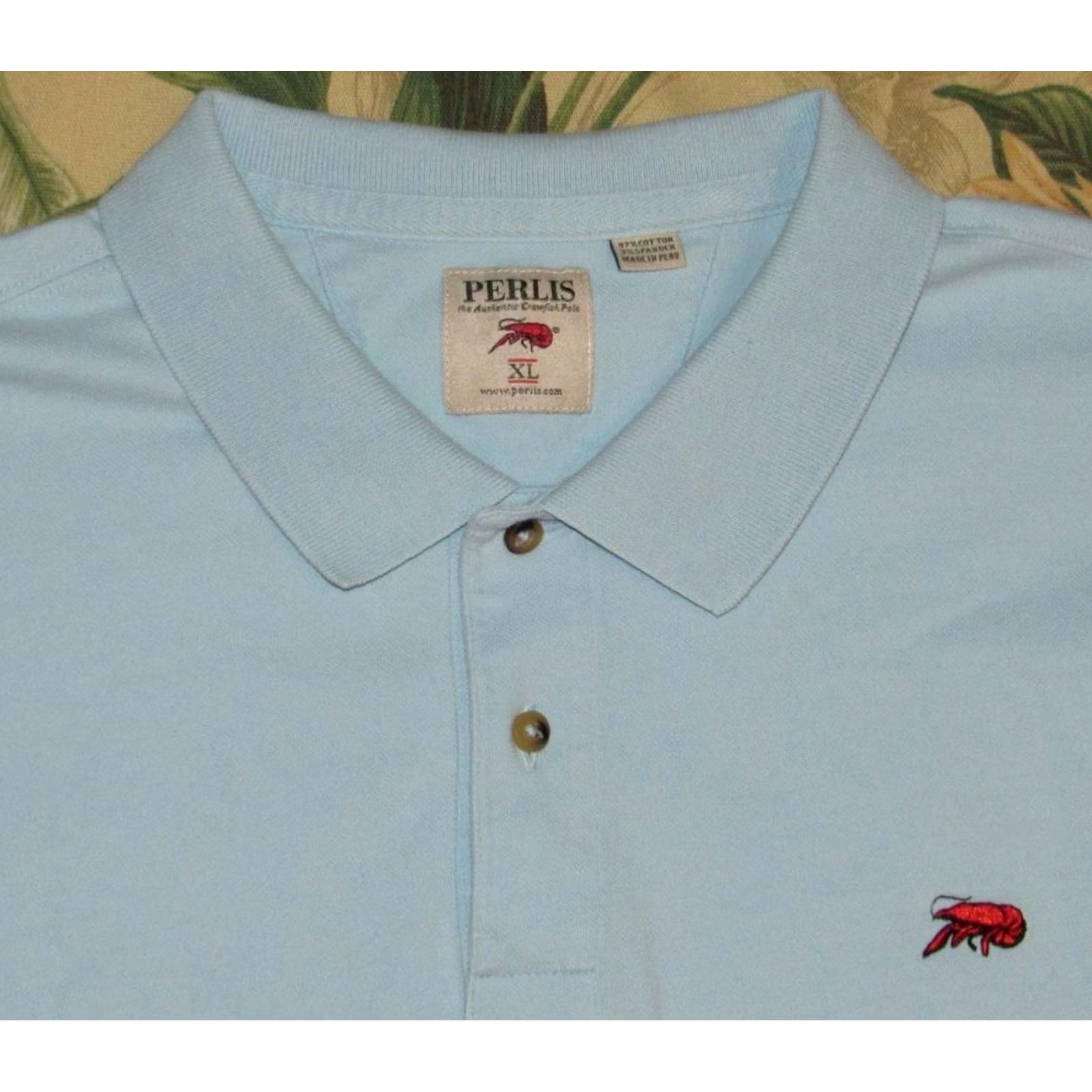 Vintage PERLIS Blue Short Sleeve Pique Polo Shirt XL Mens Polo Shirt XL Blue Size US XL / EU 56 / 4 - 2 Thumbnail