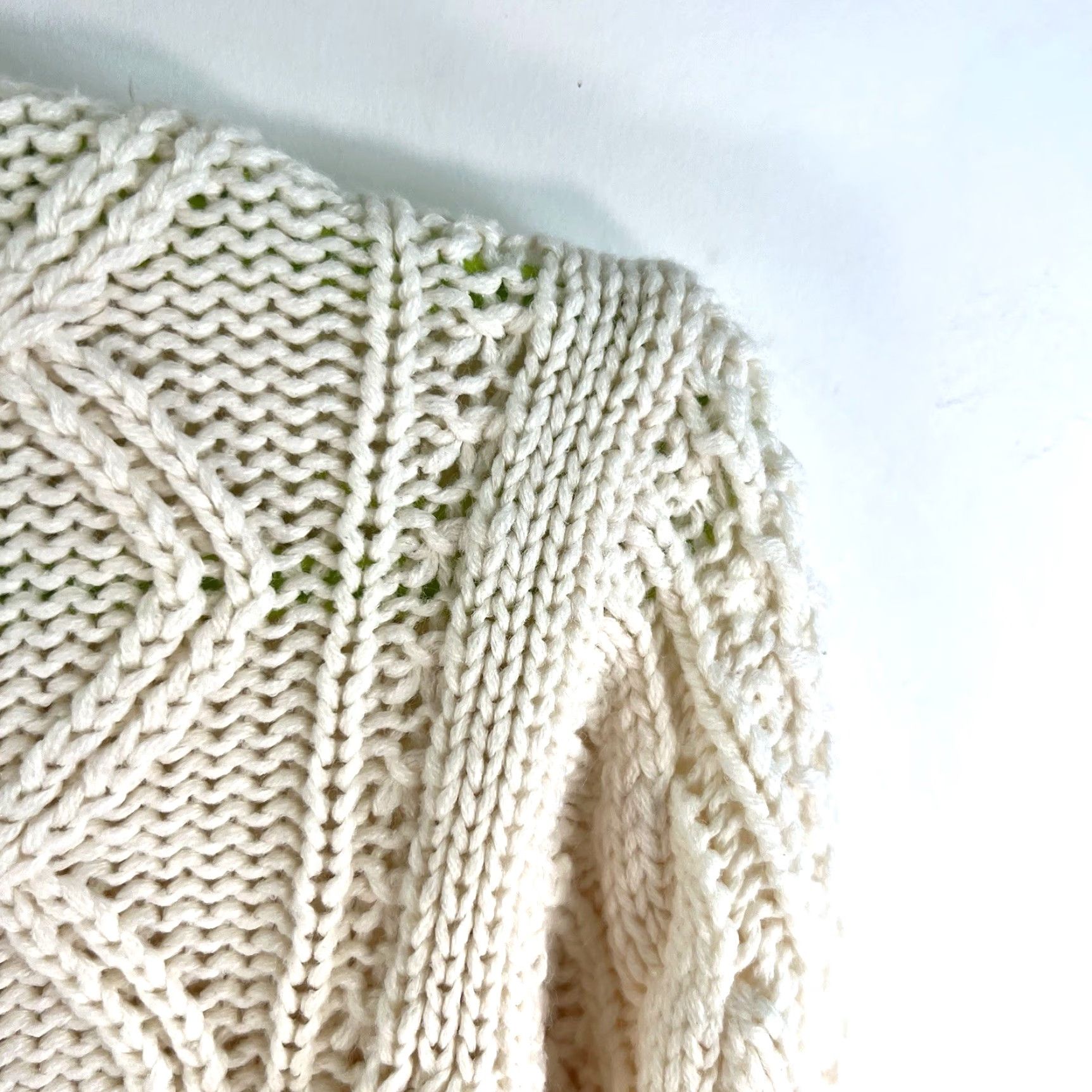 Vintage Cream Cable Knit Sweater Women's XL Ivory Pullover Long Sleeve Casual Size XL / US 12-14 / IT 48-50 - 2 Thumbnail