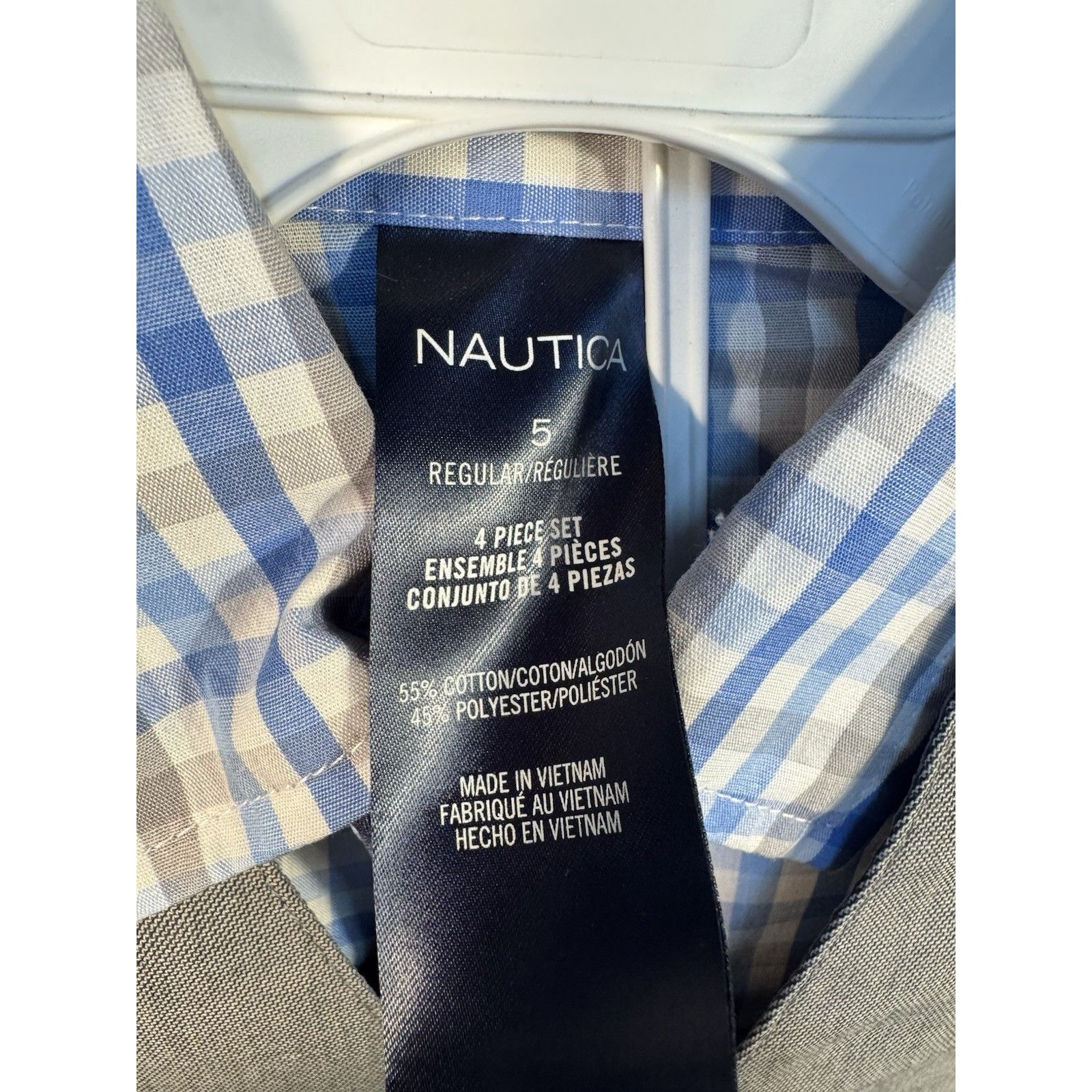 Nautica NAUTICA Boys Long Sleeve 4 Pc Blue Plaid & Gray Dress Pant S Size US XXS / EU 40 - 4 Thumbnail