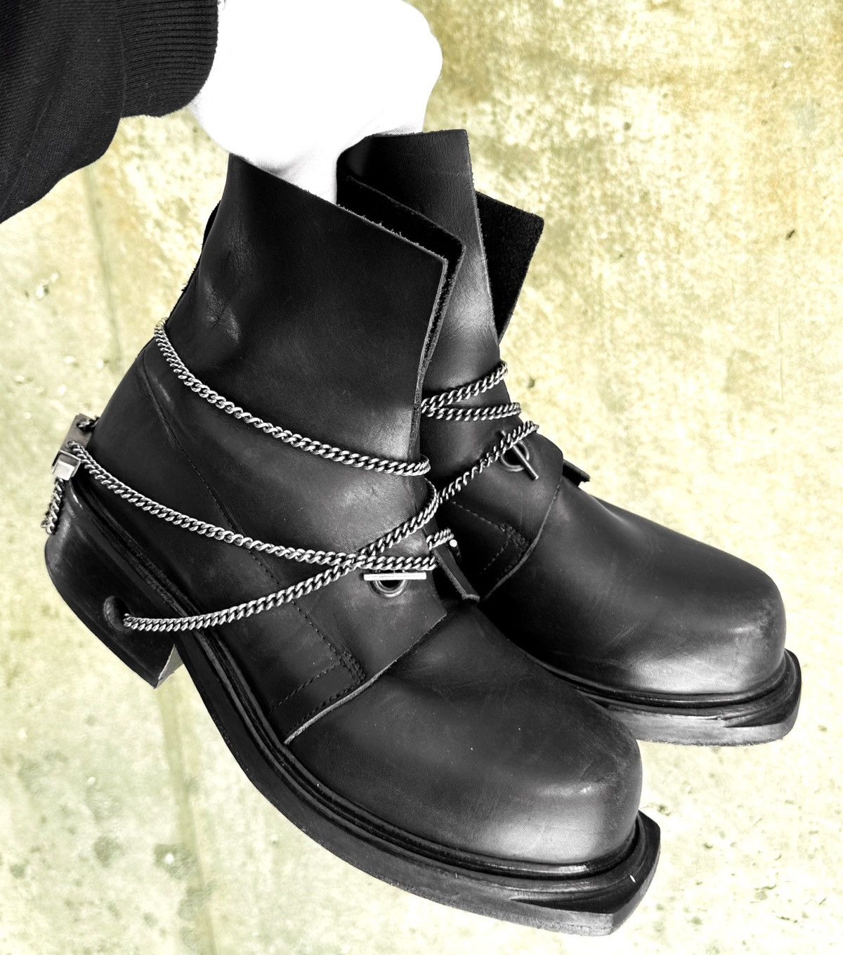 Dirk Bikkembergs 90s ‘Bungee’ Metal Chain Heel Laced Boots Size US 7.5 / EU 40-41 - 5 Thumbnail