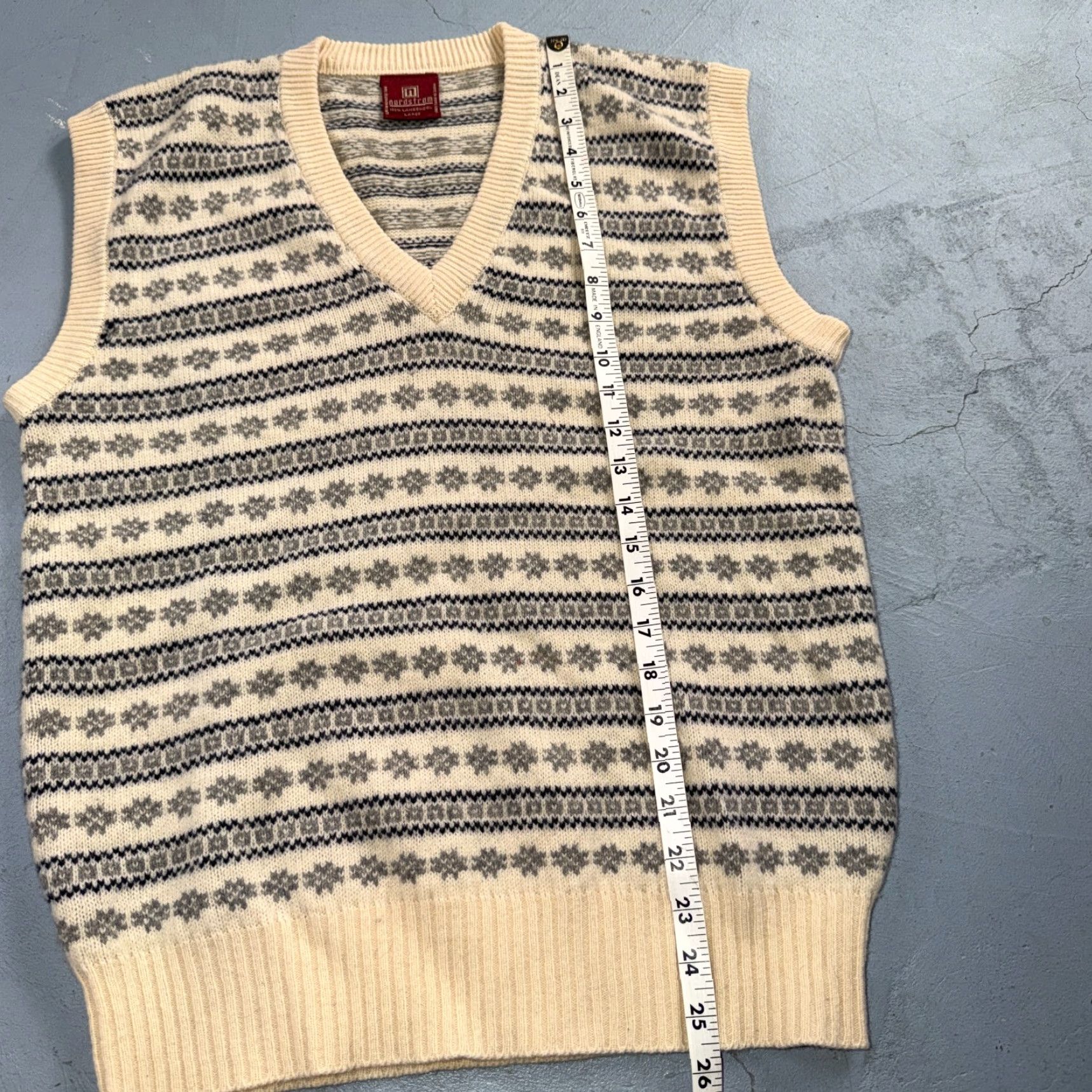 Nordstrom VINTAGE Nordstrom Sweater Vest Shirt Womens Large L Wool Beige V-Neck Striped All Seasons Lightweight Knit Classic Fashion Mens Girls? Size L / US 10 / IT 46 - 5 Thumbnail