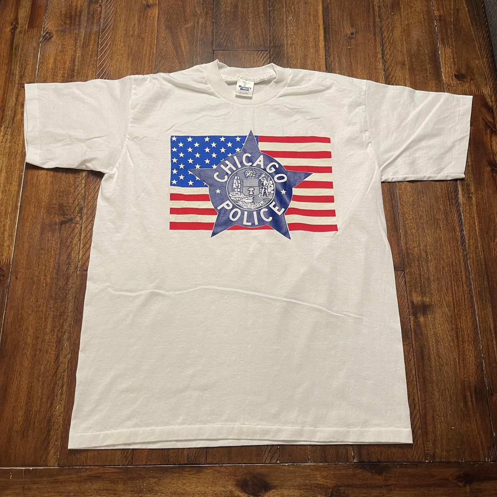Vintage Vtg Chicago Police Shirt XL American Flag Graphic Made USA Size US XL / EU 56 / 4 - 2 Thumbnail