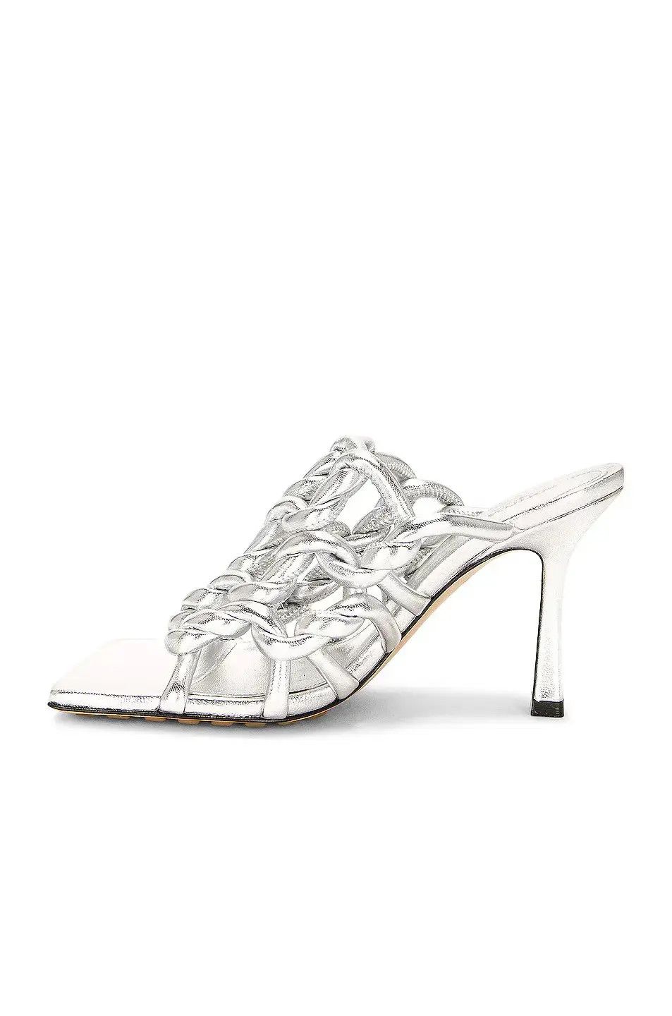 Bottega Veneta o1n1vont1224 Stretch Twist Sandal Mules in Silver Size US 4.5 / IT 34.5 - 5 Thumbnail