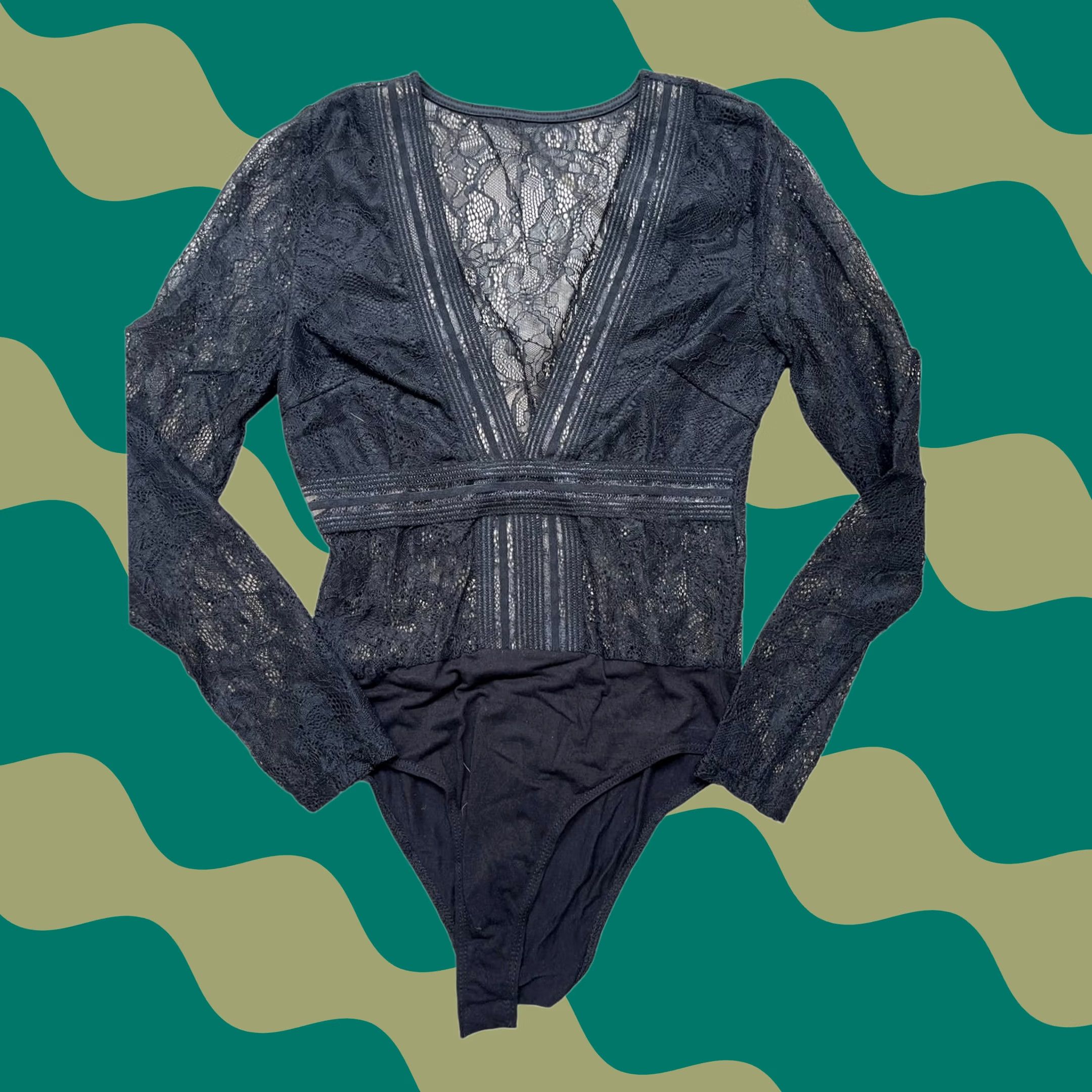 Vintage VINTAGE Black Sheer Lace Longsleeve Dress Up Bodysuit S Womens Size S / US 4 / IT 40 - 1 Thumbnail