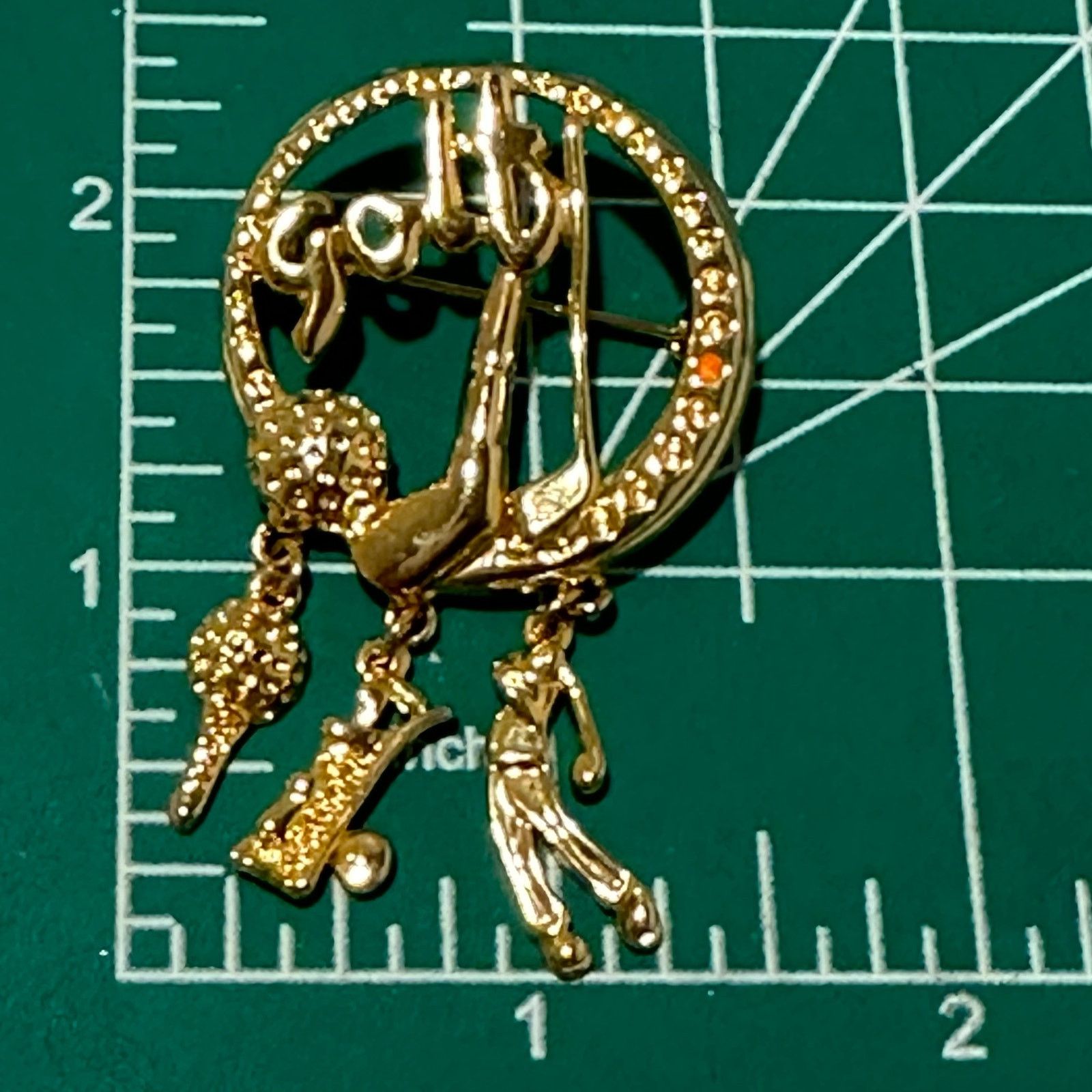 & Other Stories VTG Golf Brooch Dangling Charms Gold Tone Club Ball Golf Bag Size ONE SIZE - 3 Thumbnail