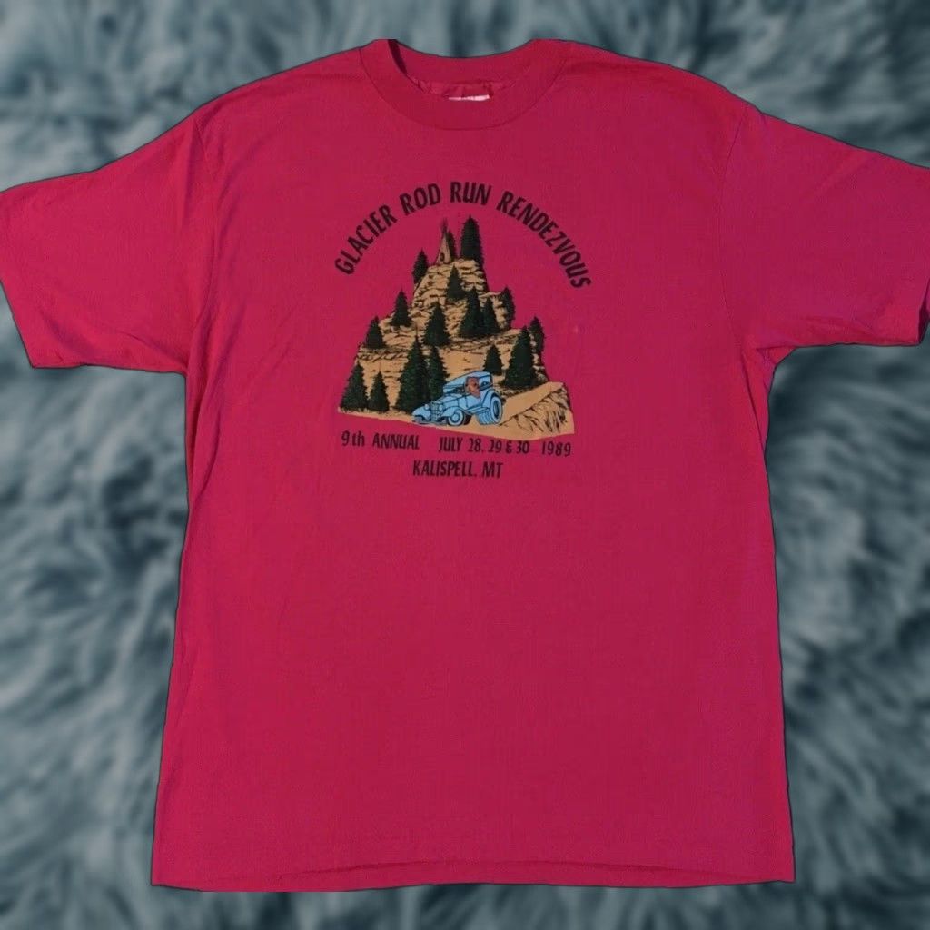 Vintage Vtg 80s Glacier Hot Rod Run Shirt XL USA Kalispell Montana Driving Car Grunge 90 Size US XL / EU 56 / 4 - 1 Thumbnail