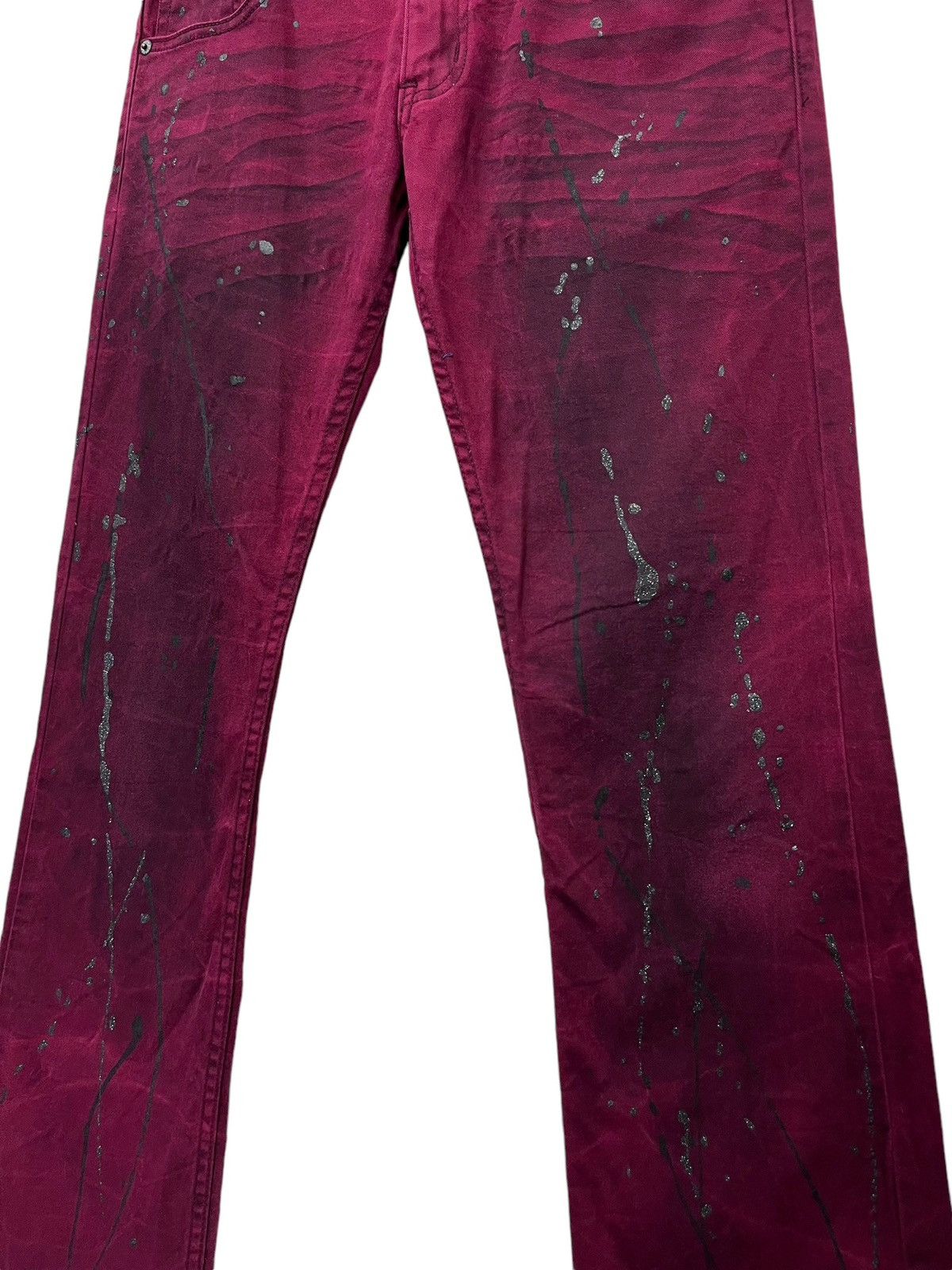 If Six Was Nine 🔥Vintage KUI Smoked Red Glitter Splattered Stretch FLARE💥 Size US 30 / EU 46 - 5 Thumbnail