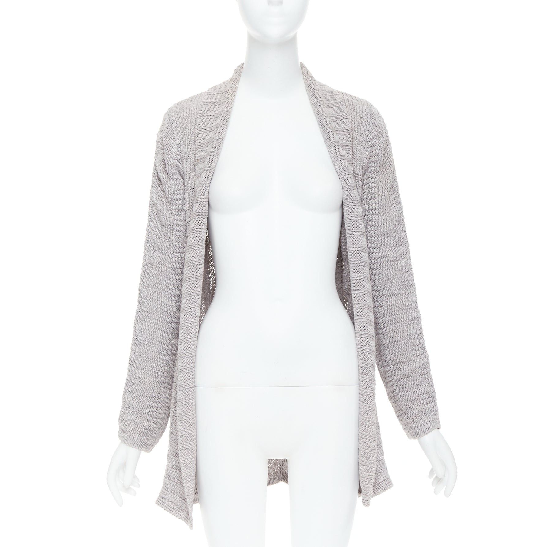 Helmut Lang HELMUT LANG 100% linen light grey knit long sleeve open cardigan XS Size S / US 4 / IT 40 - 1 Thumbnail