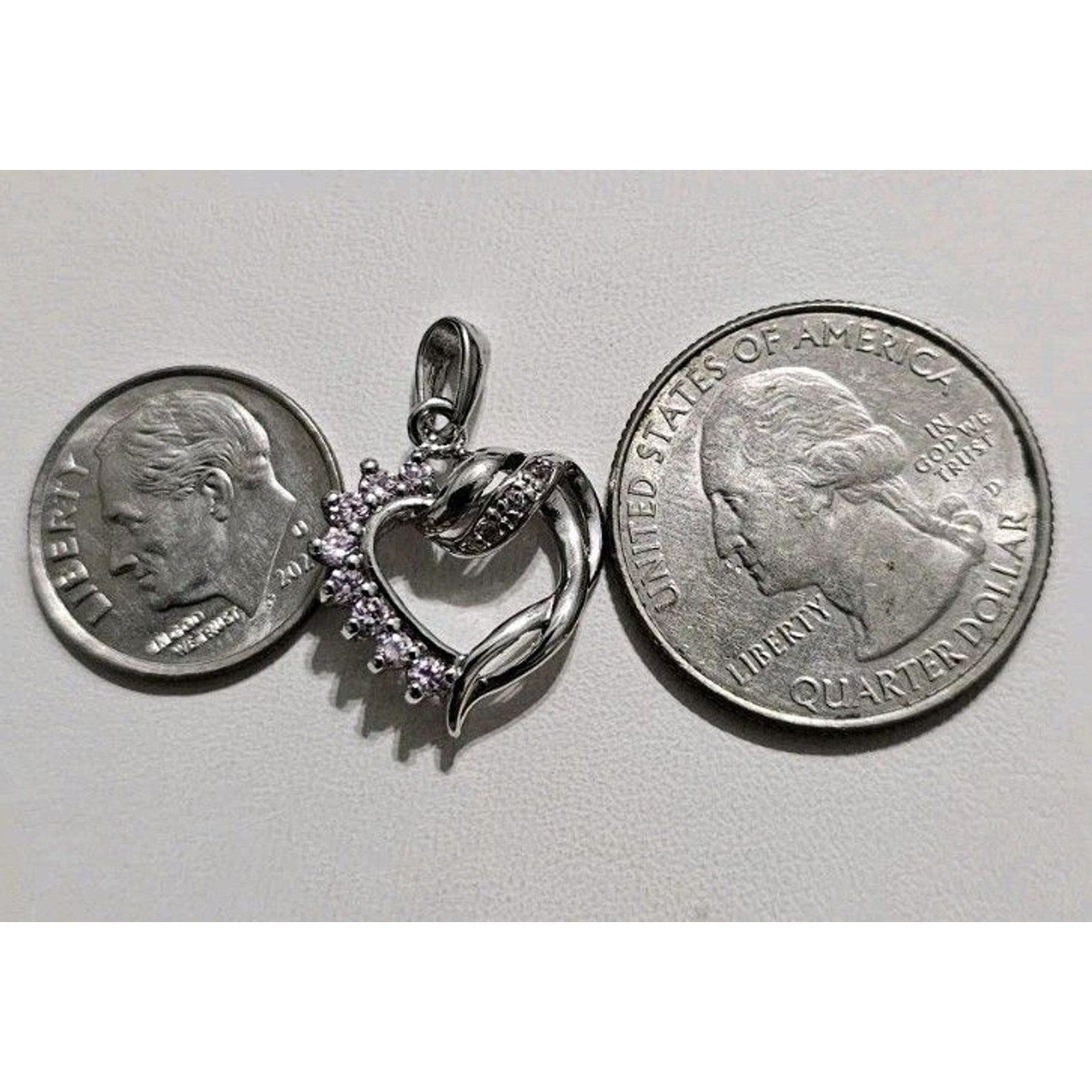 Other Sterling Silver 925 Pink Stone Heart Pendant Charm Size ONE SIZE - 6 Thumbnail