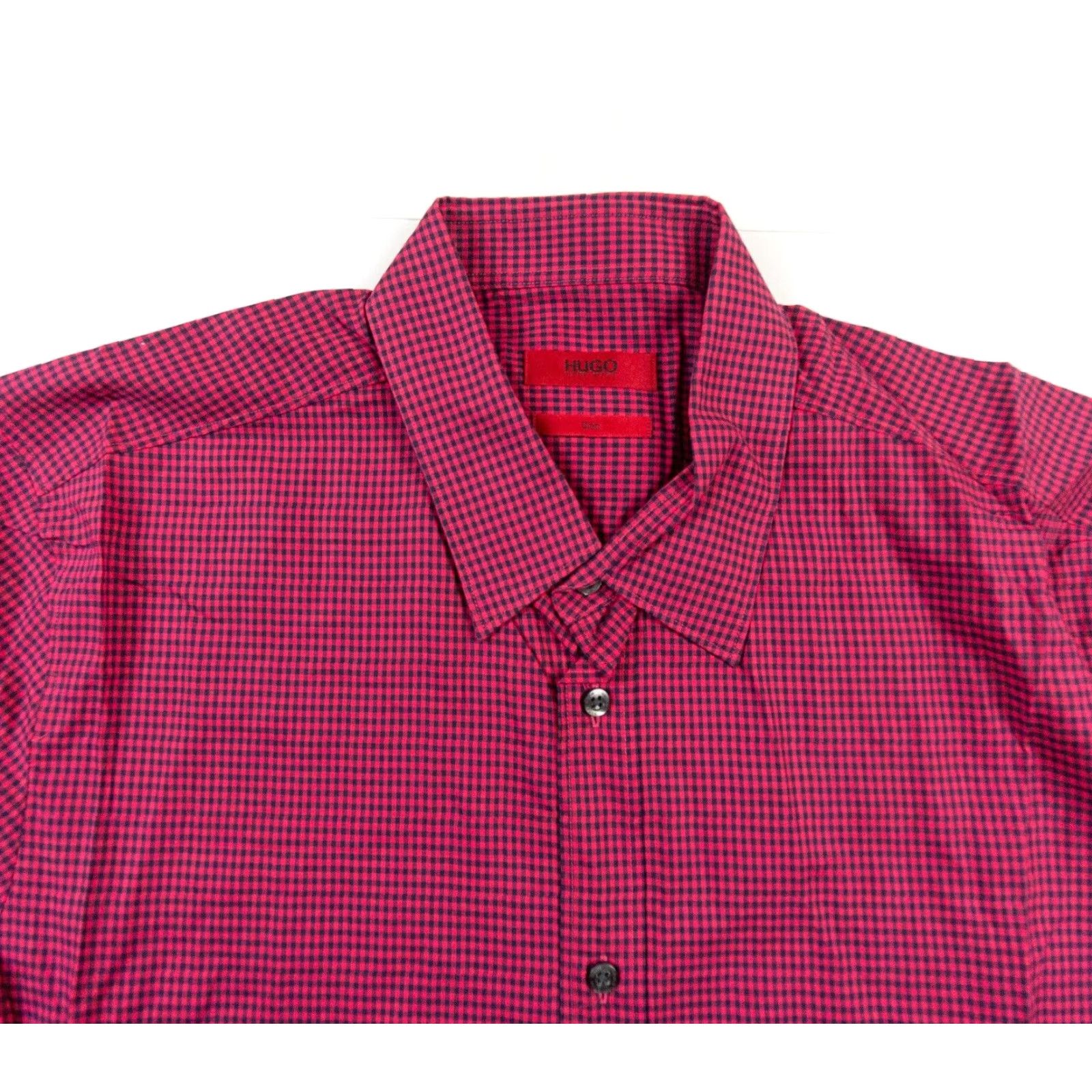 Hugo Boss VINTAGE Hugo Boss Shirt Mens Medium Red Plaid Button-Down Slim Fit Adult M Cotton Casual/Formal All Seasons Mens Size US M / EU 48-50 / 2 - 2 Thumbnail
