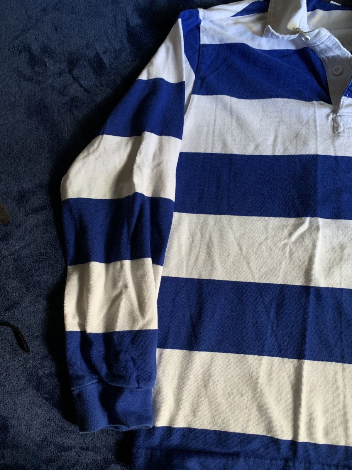 Other Blue White Striped Sweater Vintage Fur Fashion Swag 2000s Size US L / EU 52-54 / 3 - 8 Thumbnail