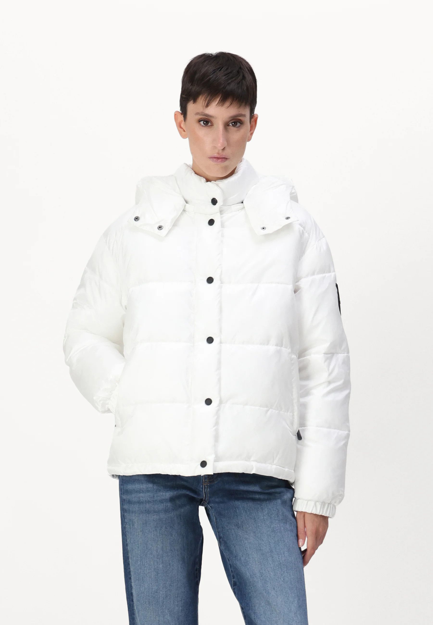 Pinko o1s22i1n0824 Hooded Down Jacket in White Size XS / US 0-2 / IT 36-38 - 6 Thumbnail