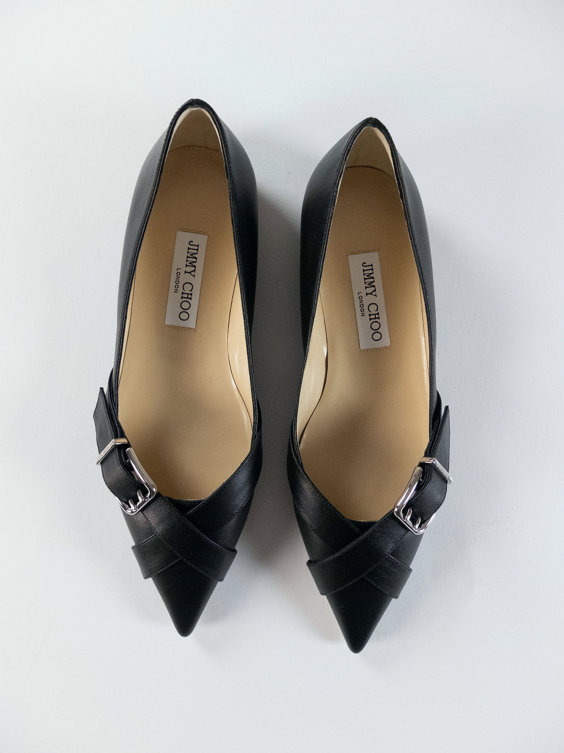 Jimmy Choo JIMMY CHOO Alix black strap detail leather ballet flats 9 39 Size US 9 / IT 39 - 2 Thumbnail