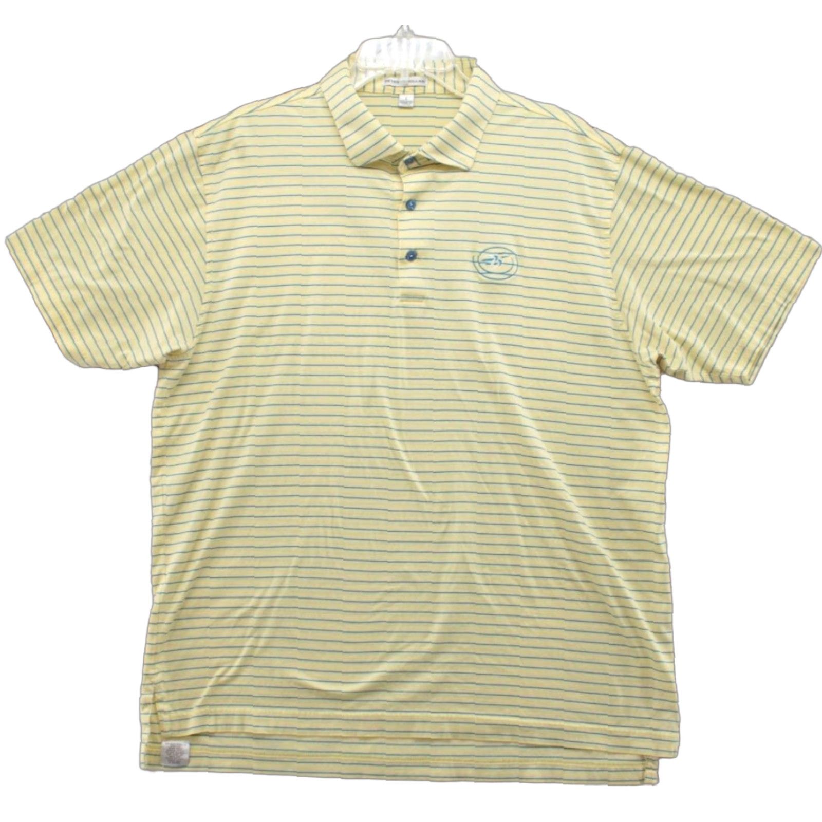 Peter Millar VINTAGE Peter Millar Polo Shirt Mens L Yellow Blue Stripes Hummingbird Logo Golfer Size US L / EU 52-54 / 3 - 1 Thumbnail