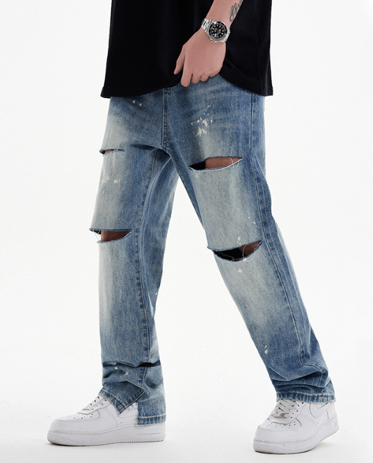 Japanese Brand × Jean Trendy straight loose versatile trendy hip-hop ripped jeans Size US 32 / EU 48 - 2 Thumbnail