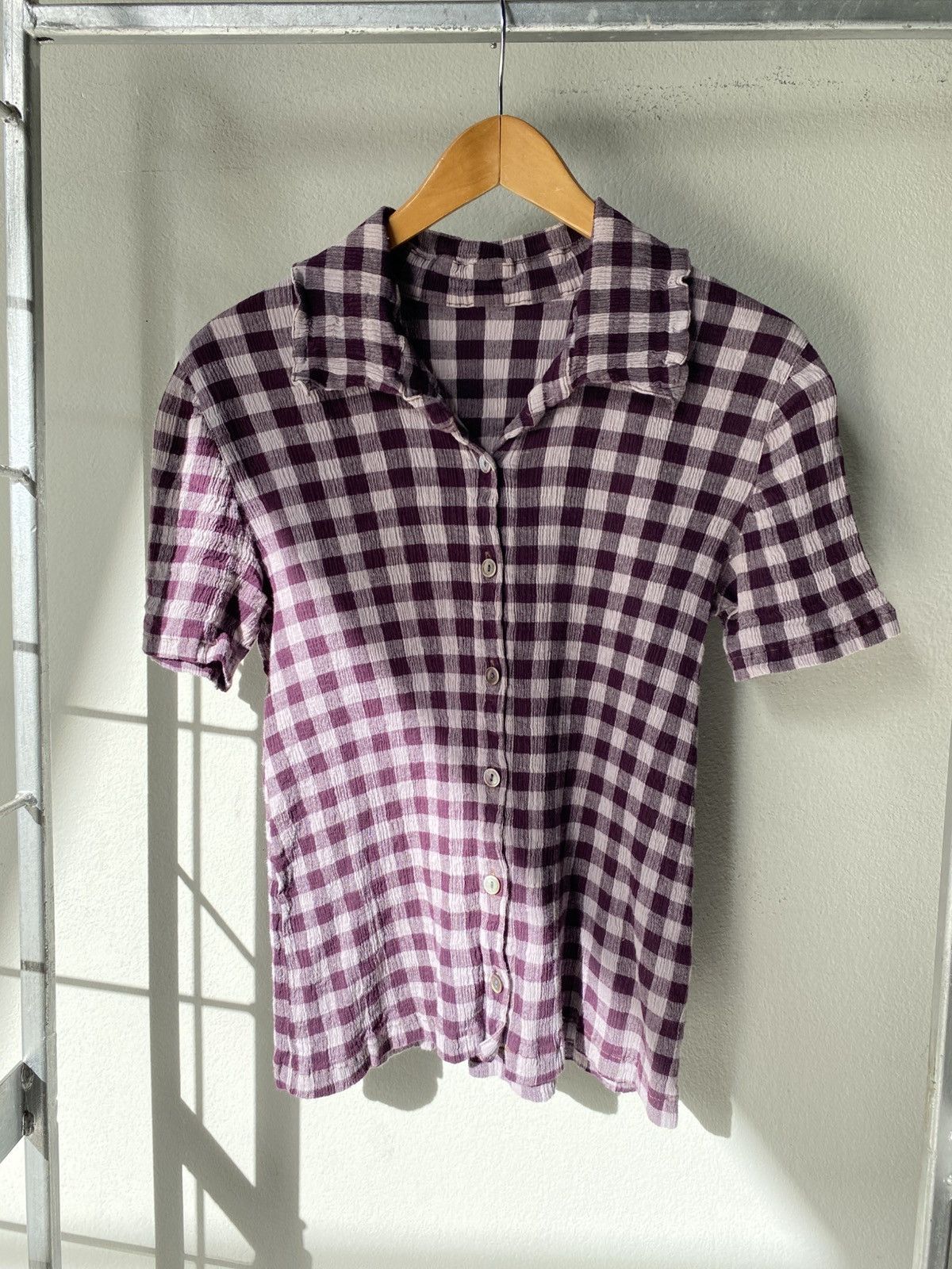 Tsumori Chisato TSUMORI CHISATO Purple Plaid Button-Down Pleated Top Size M / US 6-8 / IT 42-44 - 7 Thumbnail