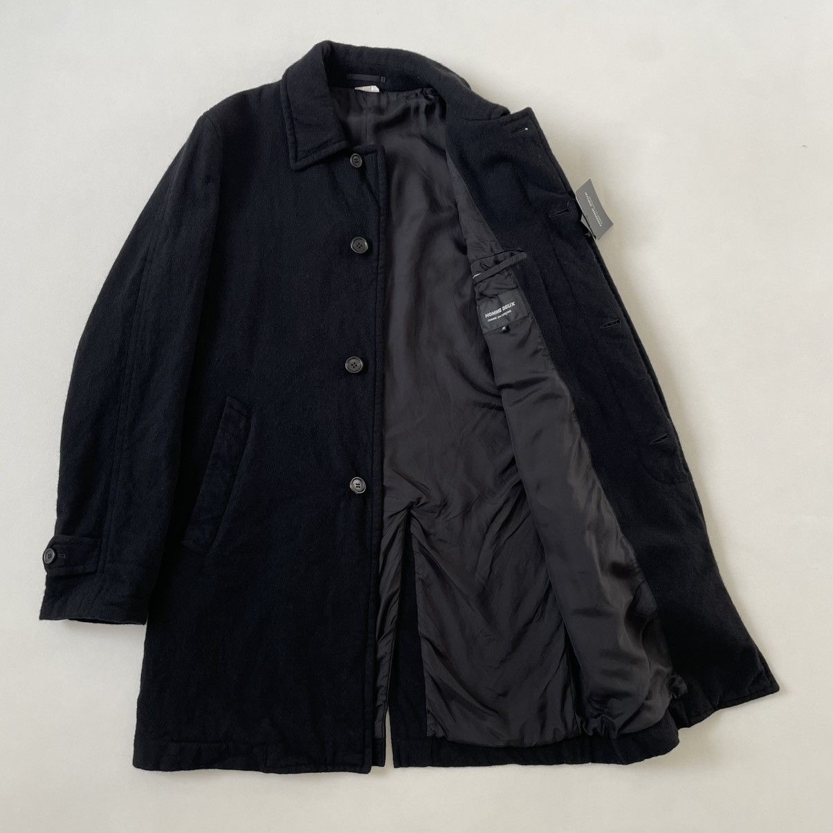 Comme des Garcons Homme Deux A/W 19 Black Brushed Wool Overcoat Size US L / EU 52-54 / 3 - 11 Thumbnail
