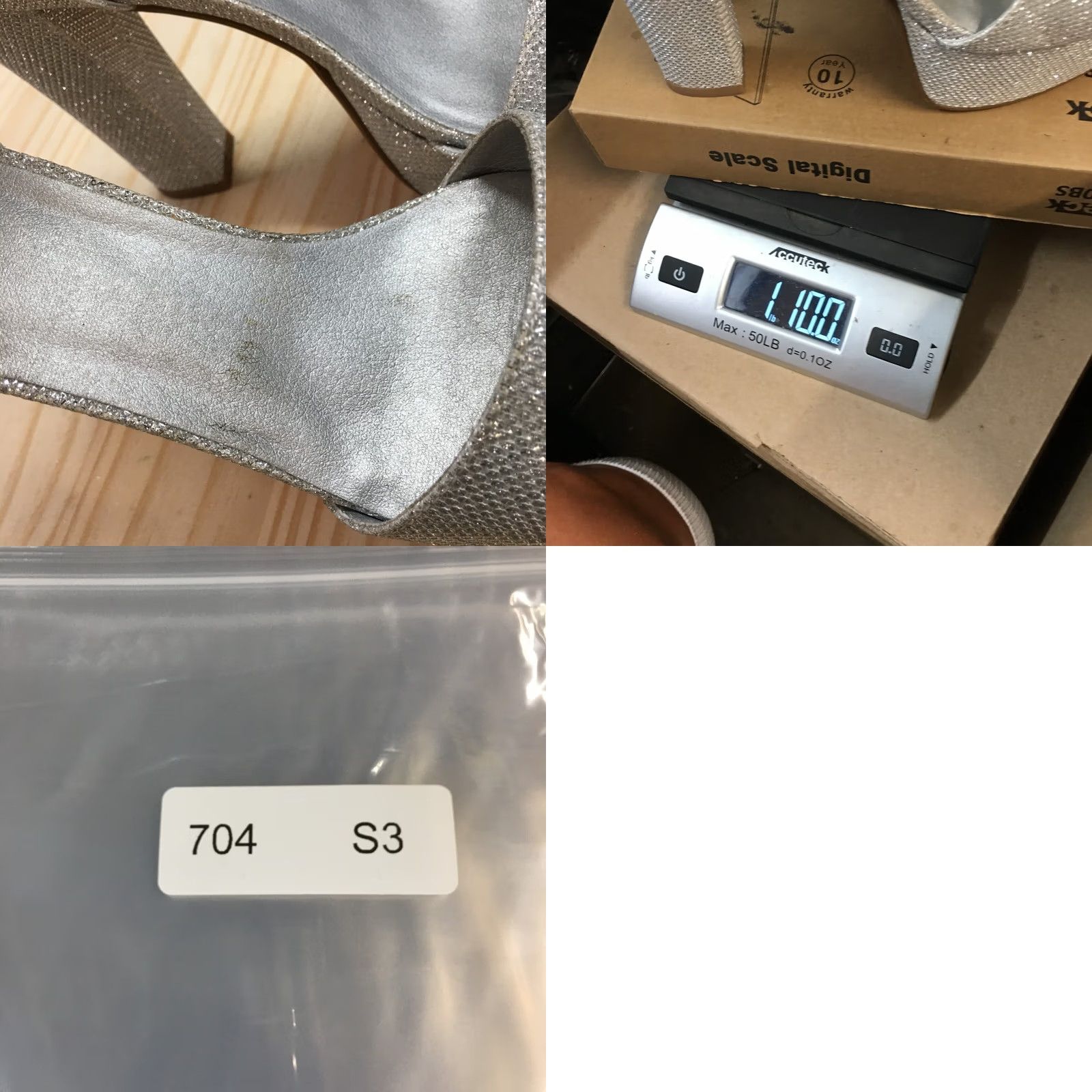 Vintage Idifu Heels Womens 9 Silver Fabric Strappy Platform Buckle Ankle Open Toe Casual Size US 9 / IT 39 - 10 Thumbnail