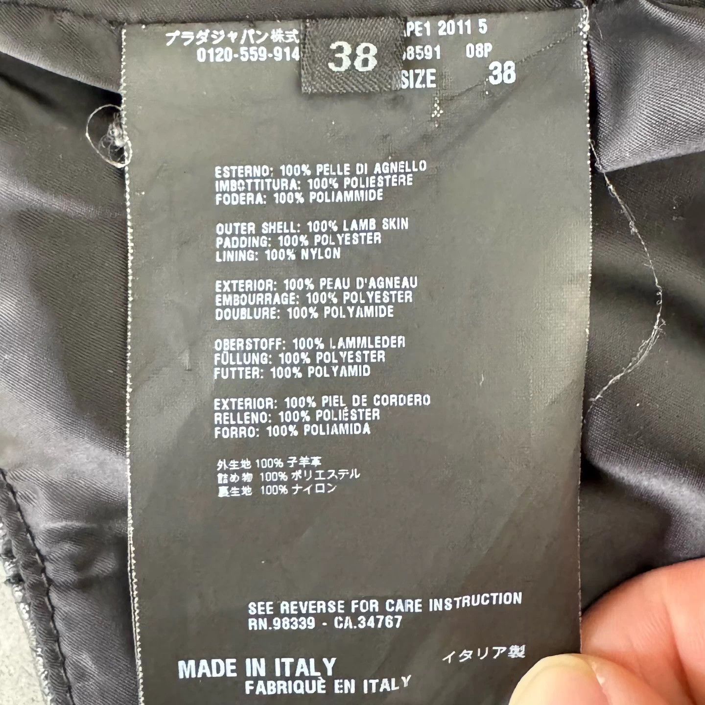 Prada Prada checkered lambskin cotton coat with triangular logo Size S / US 4 / IT 40 - 6 Thumbnail