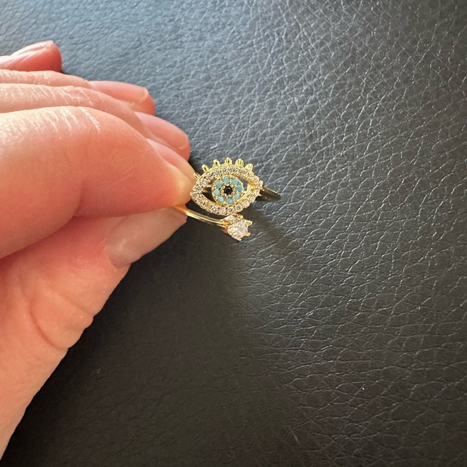 Other NEW - 18k Gold Sterling Silver Evil Eye Open Ring - $98 Size ONE SIZE - 4 Thumbnail
