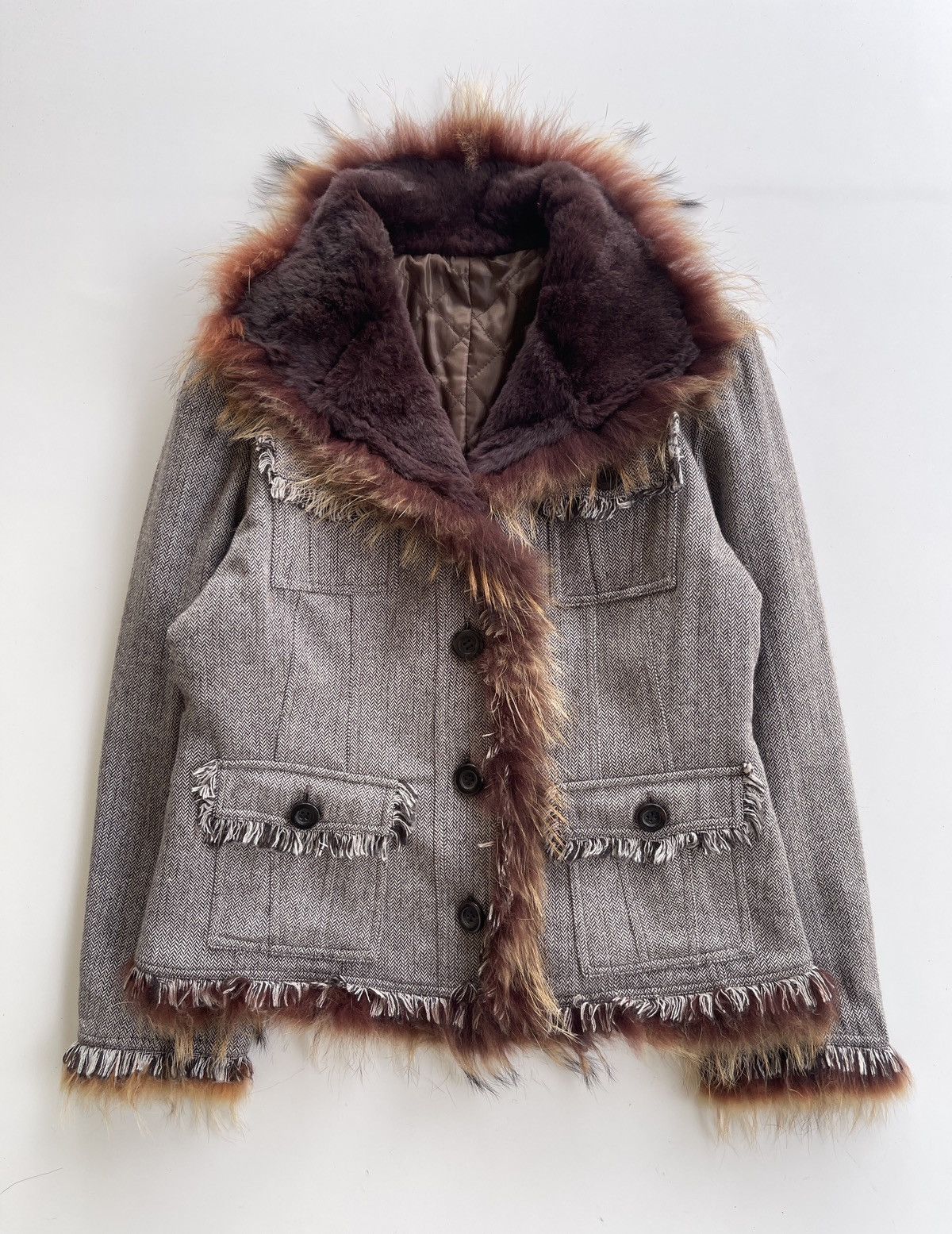 Japanese Brand Vintage St.Almeida Real Rabbit Fur Raccoon Luxury Coat Size M / US 6-8 / IT 42-44 - 6 Thumbnail