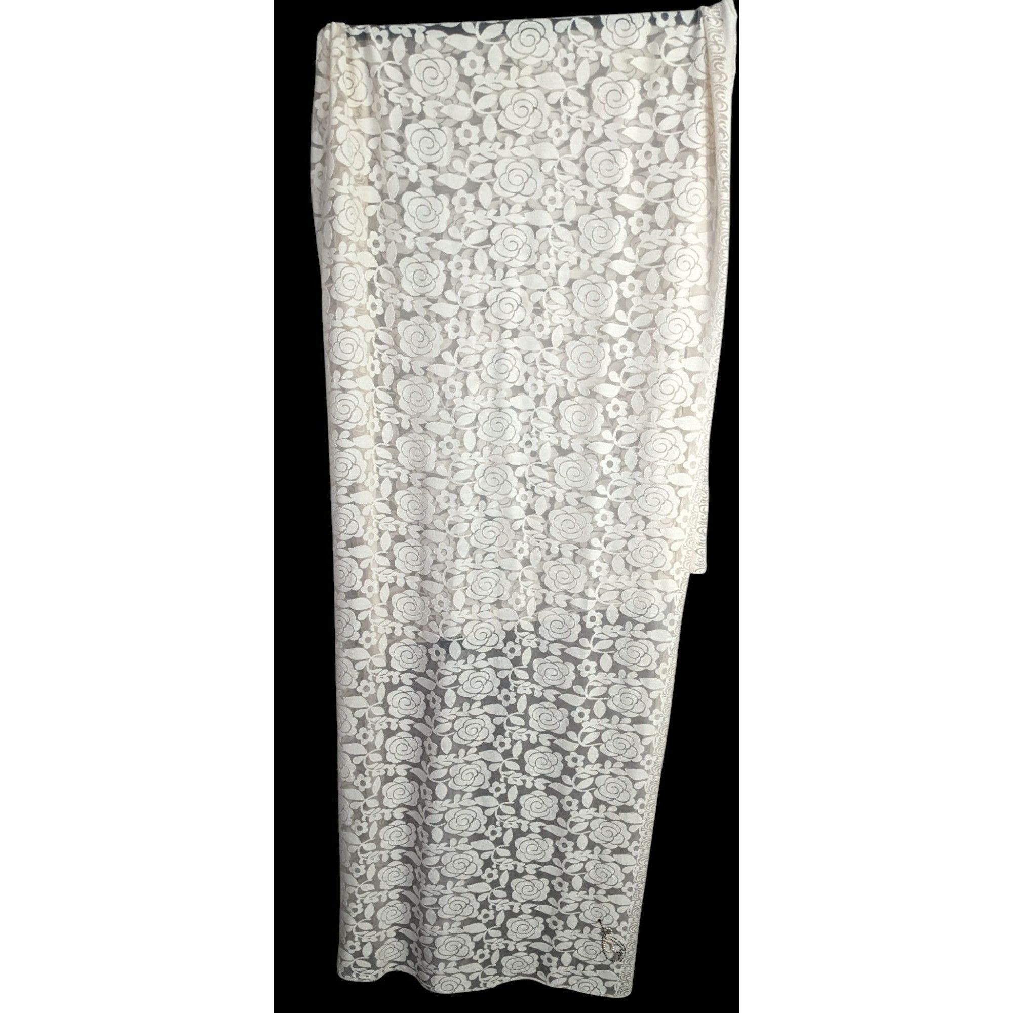 Other Alshal Floral Lace Scarf With Rhinestone Applique Accent 72x Size ONE SIZE - 2 Thumbnail