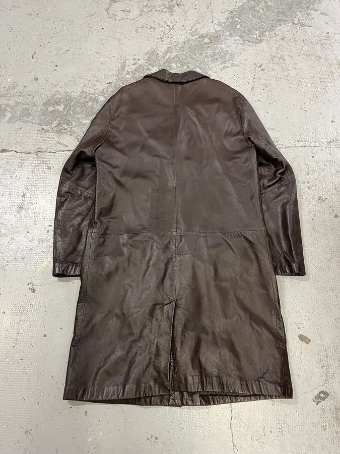 Emporio Armani 1990s Emporio Armani Dark Brown Leather Trench Coat Size US M / EU 48-50 / 2 - 7 Thumbnail