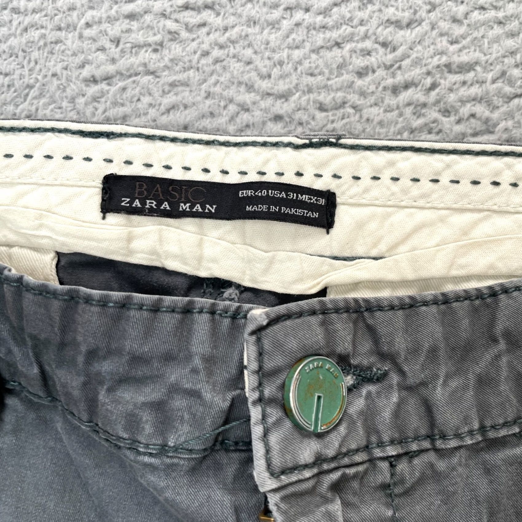 Zara Zara Pants Mens 31 Gray Chino Straight Leg Cuffed Office Wear Business Formal Pants City Preppy Size US 31 - 3 Thumbnail