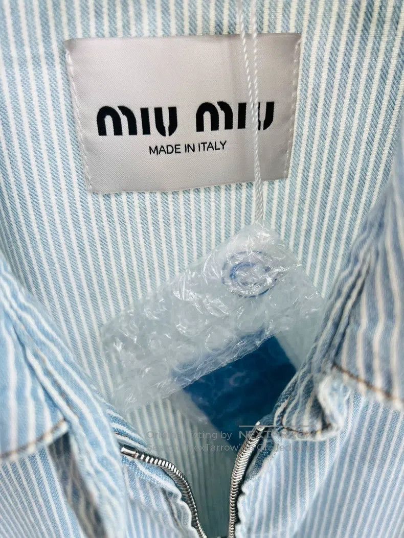 Miu Miu Miu Miu 38 Light blue striped soft denim jacket Size M / US 6-8 / IT 42-44 - 3 Thumbnail