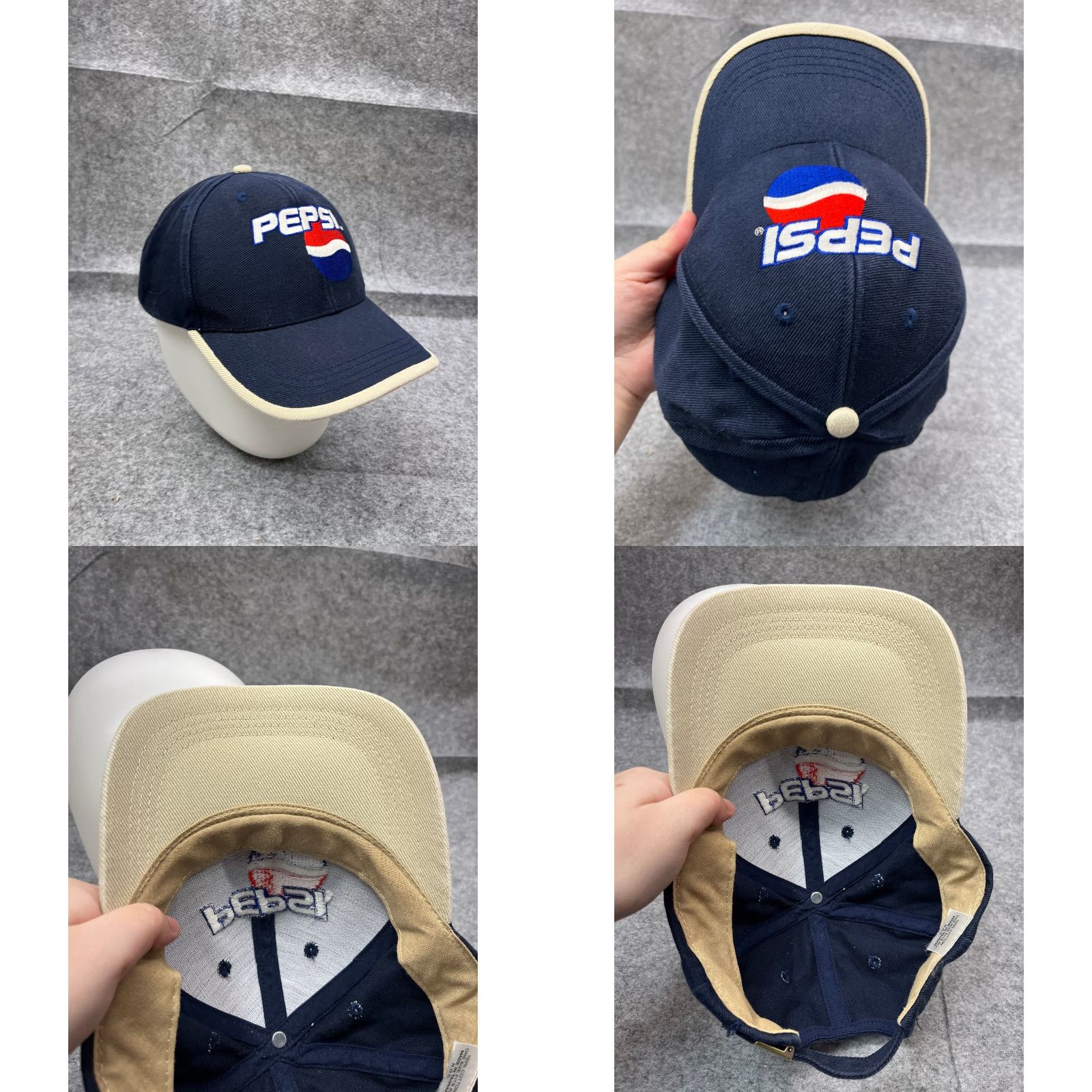 Vintage Pepsi Hat Cap Strap Back Adult One Size Blue 100% Cotton Soda Beverage Baseball Cap Mens Size ONE SIZE - 8 Thumbnail