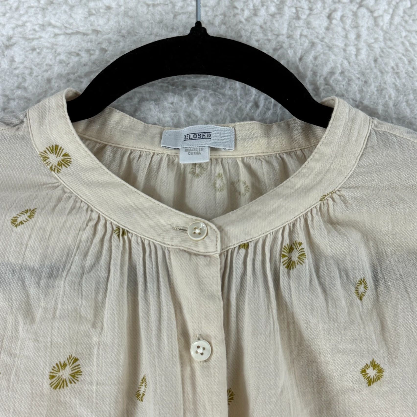 CLOSED Closed Alexia Top Womens Small Ivory Button-Up Long Sleeve 100% Cotton Casual Size S / US 4 / IT 40 - 7 Thumbnail