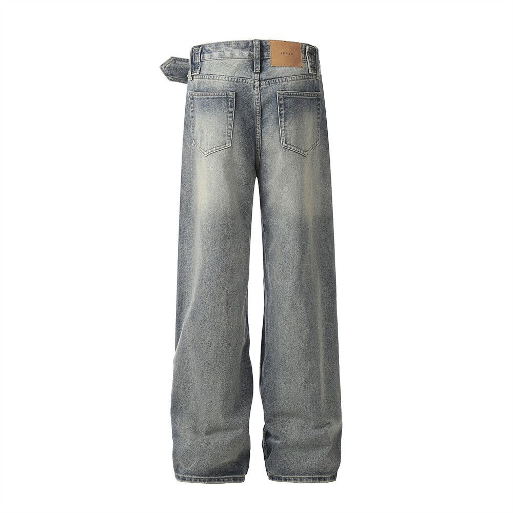 Japanese Brand × Jean American retro loose washed belt design jeans y2k Size US 34 / EU 50 - 3 Thumbnail