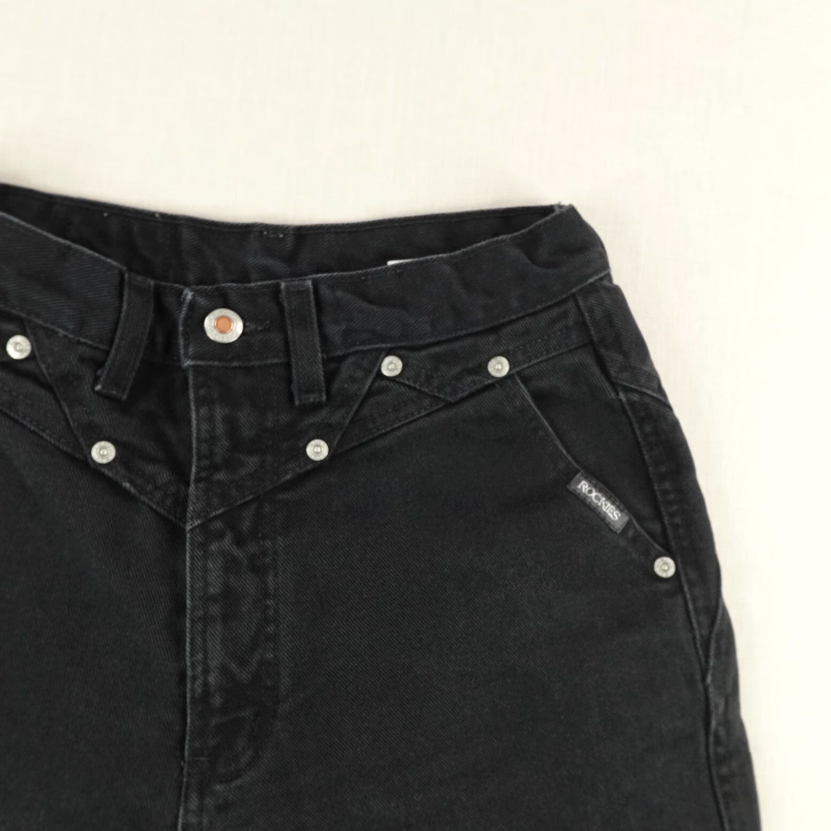 Vintage Rockies Jeans Womens 30 Black Denim High Rise Cowboy Straight Jeans Size 26" / US 2 / IT 38 - 4 Thumbnail