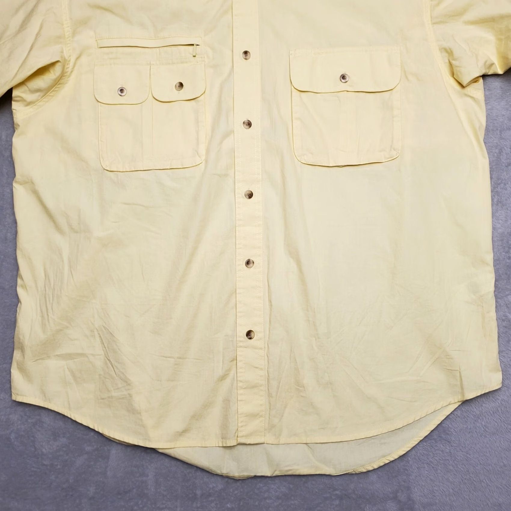 Vintage Cabela's Shirt Mens XL Yellow Vented Short Sleeve Outdoor Fishing Hike Button-Up Casual Canvas Cotton UV Pockets Solid Size US XL / EU 56 / 4 - 2 Thumbnail