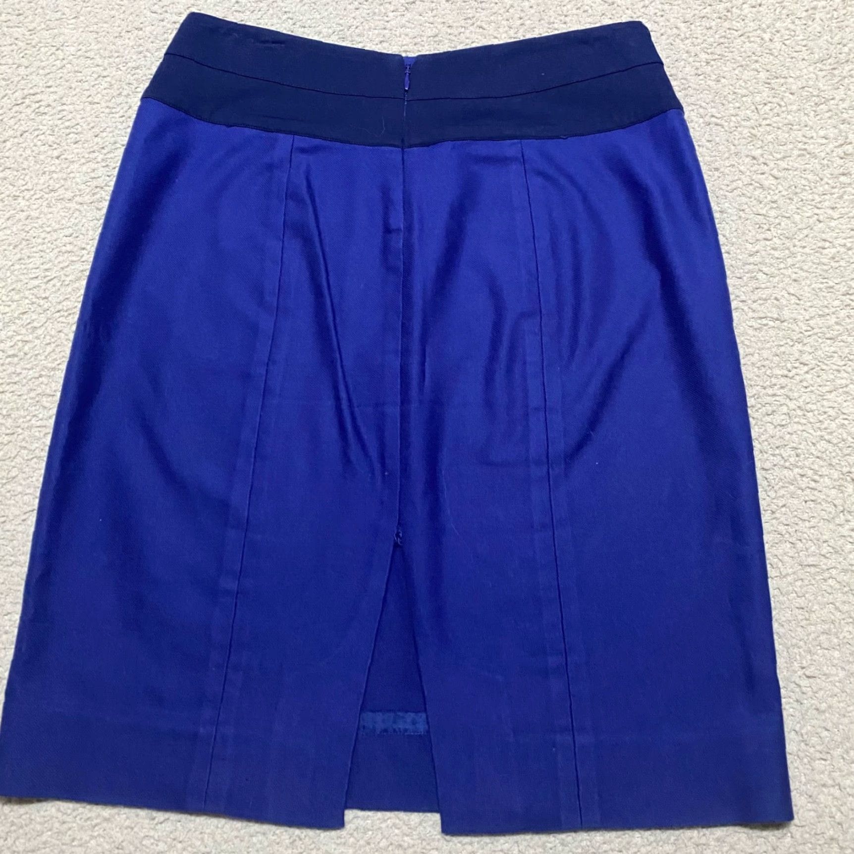 Vintage Cabi Skirt Women 4 Solid Blue Short Straight Pencil Cotton Spandex Zipper Business Size 27" / US 4 / IT 40 - 7 Thumbnail