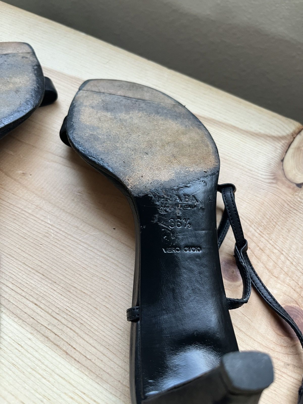 Prada × Vintage Vintage Prada leather heeled sandals Size US 6.5 / IT 36.5 - 16 Thumbnail