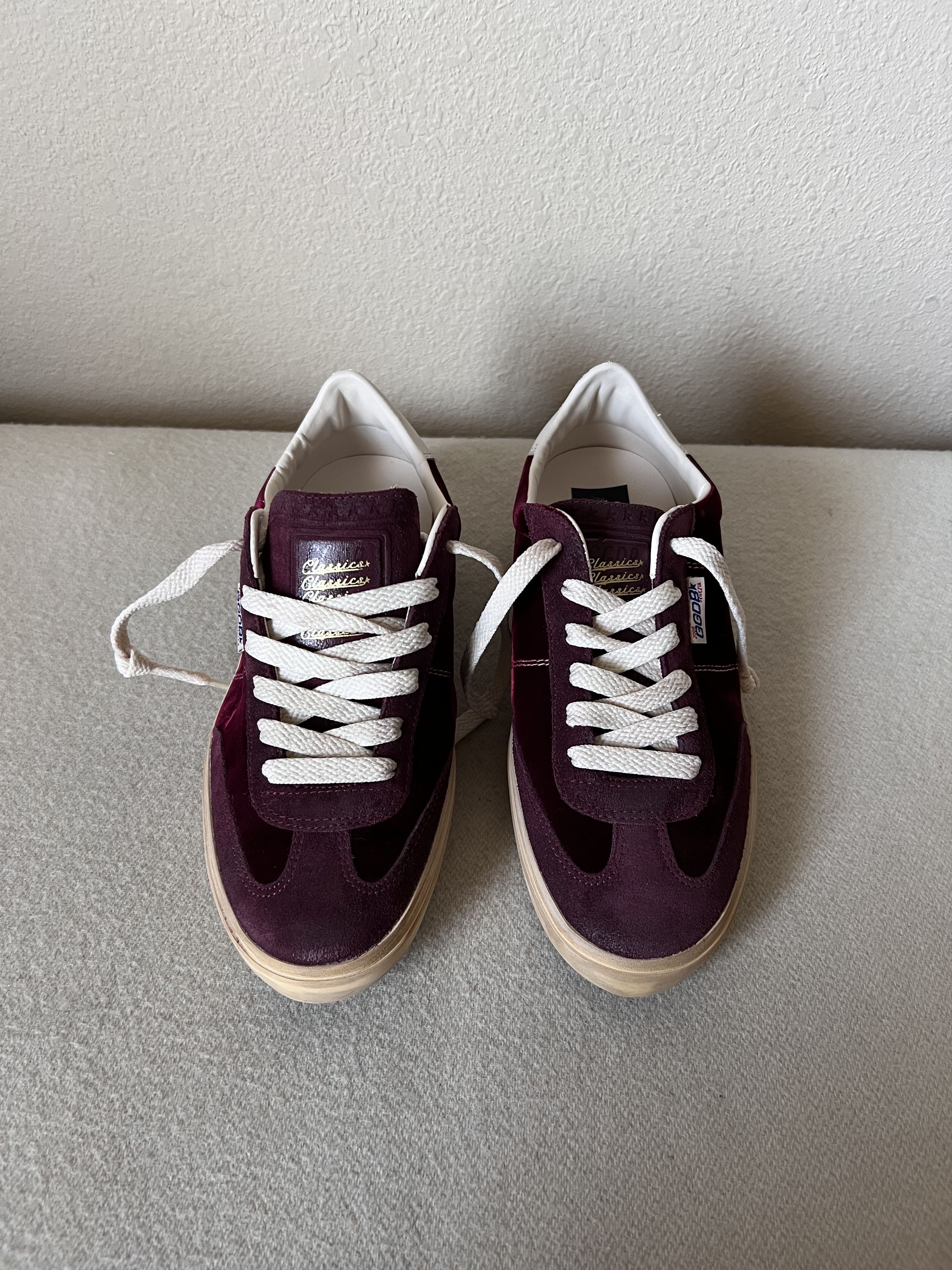 Burgundy Velvet Goose Sneakers Golden Goose Bordeaux Golden Goose