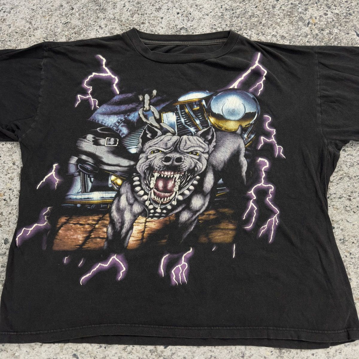 Vintage 90s American USA Thunder Faded Pitbull Tee ERD Grunge Boxy Size US XXL / EU 58 / 5 - 4 Thumbnail